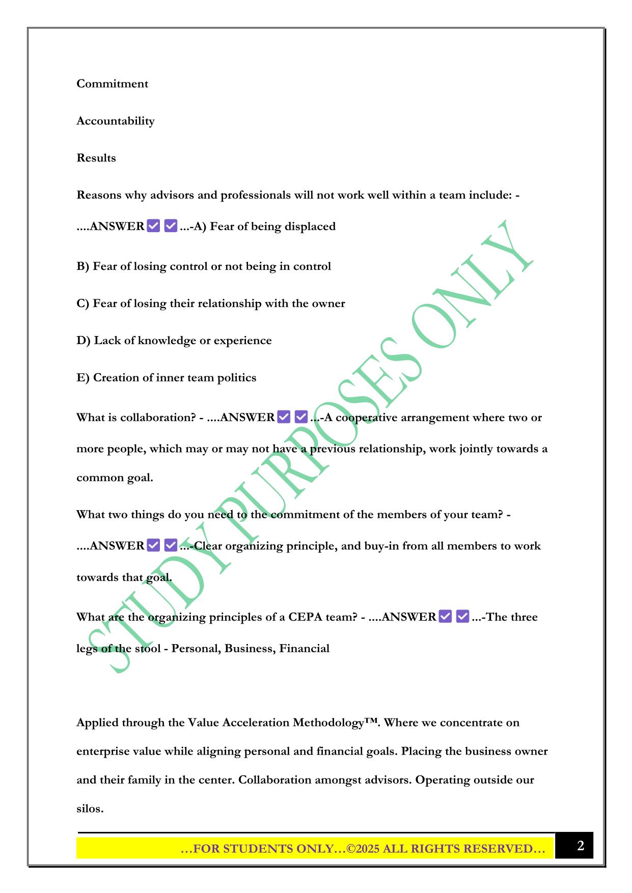 CEPA Term- Session 5 Exam 2025 Questions and Answers