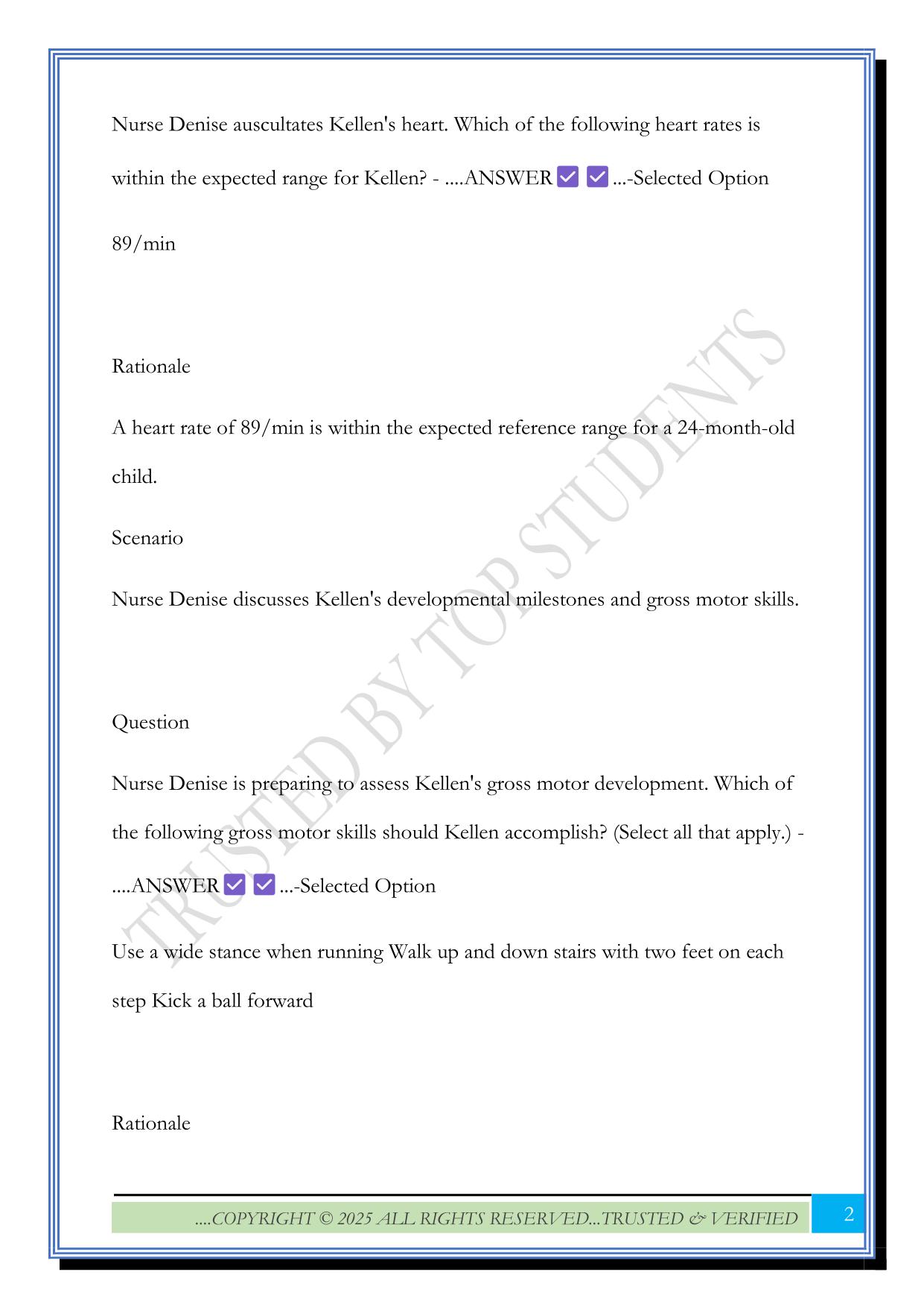 ATI well child Exam 2025 Questions and Answers