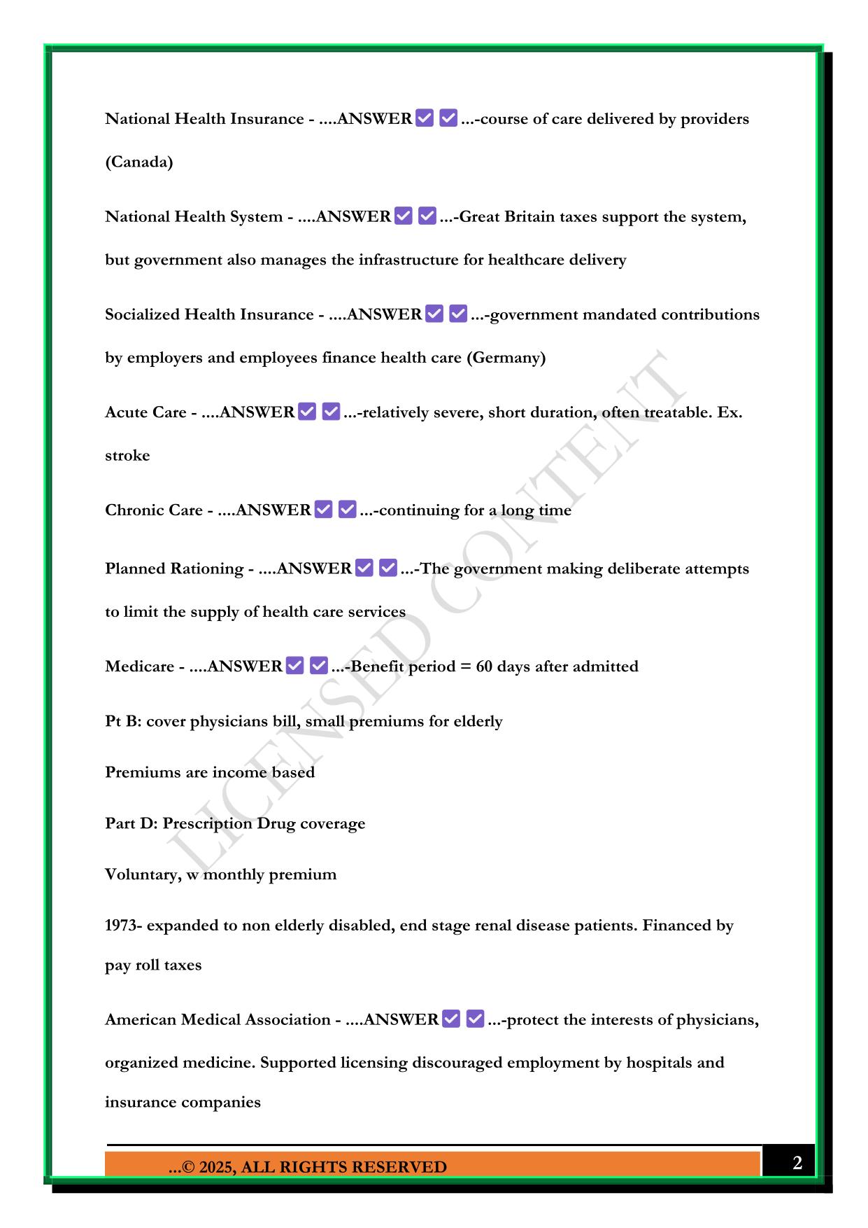 C425 HEALTHCARE DELIVERY, REGULATION, AND COMPLIANCE (WGU) EXAM 2025 QUESTIONS AND ANSWERS