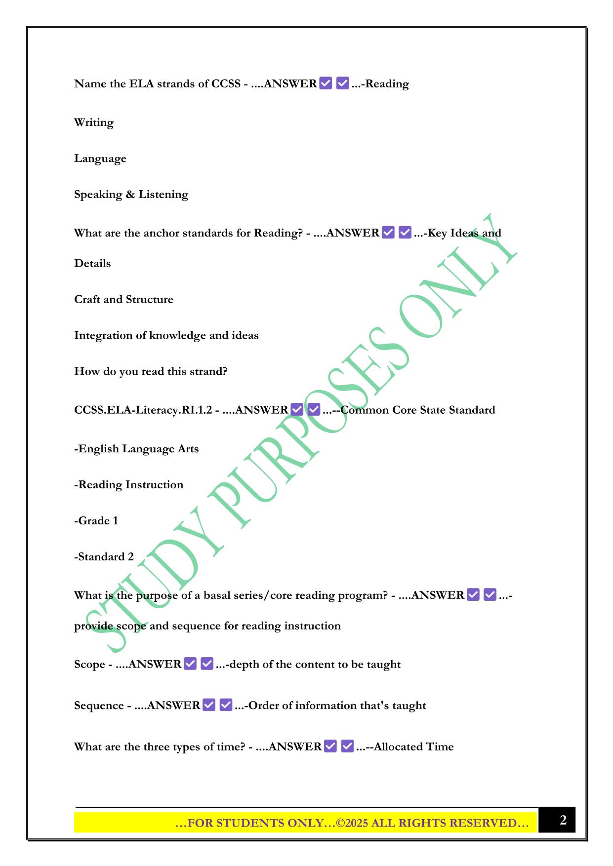 ELED 3100 Final Exam 2025 Questions and Answers