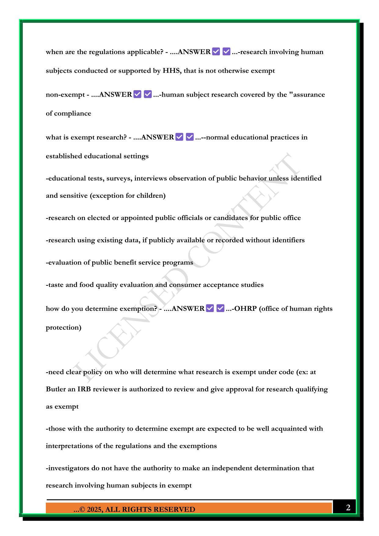 IRB AND CITI TRAINING EXAM 2025 QUESTIONS AND ANSWERS