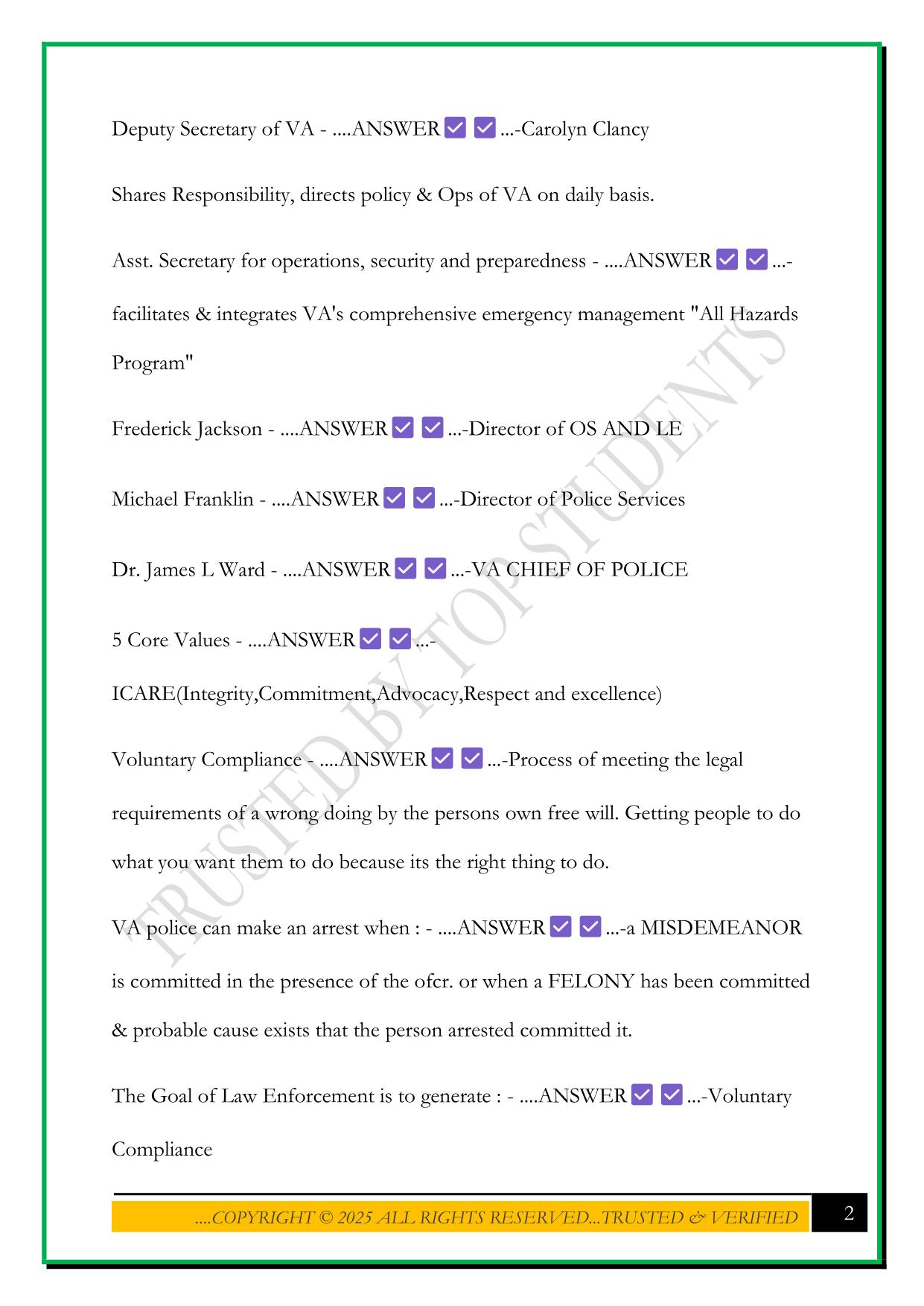 VA LETC WEEK 1 EXAM 2025 QUESTIONS AND ANSWERS