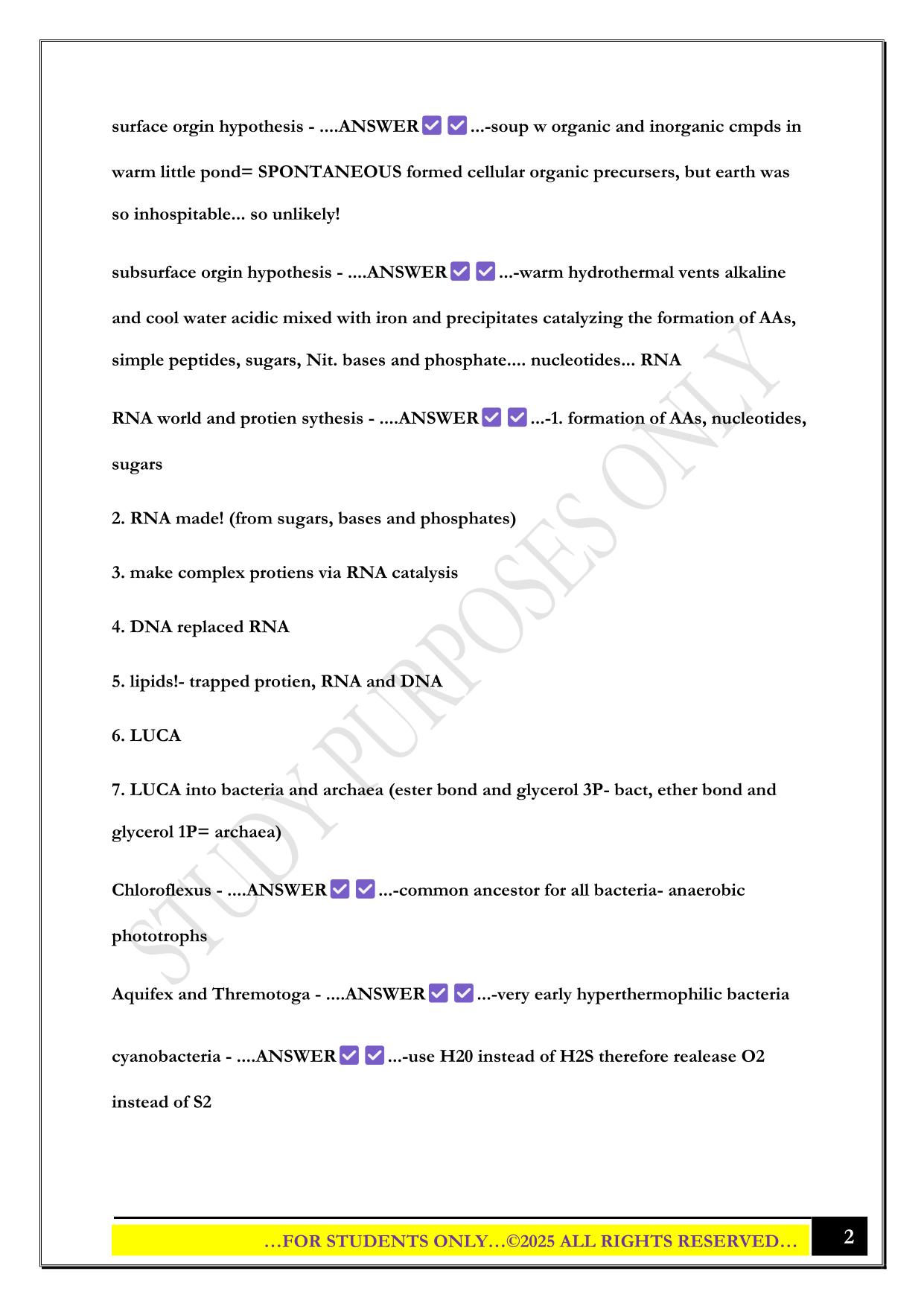 BIOL 322 Quiz 1 (for) MIDTERM Exam 2025 Questions and Answers