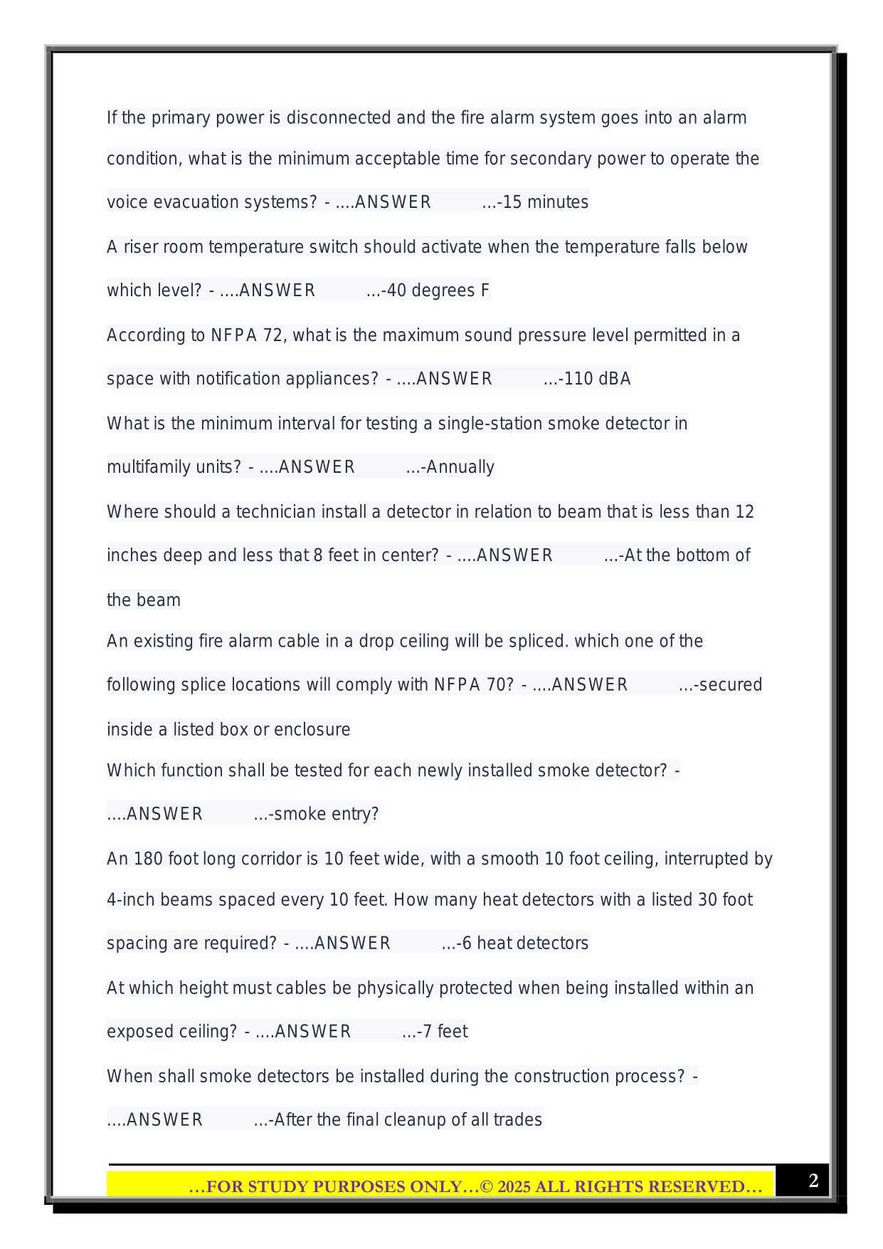 NICET Fire Alarm Level 1 Exam 2025 Questions and Answers
