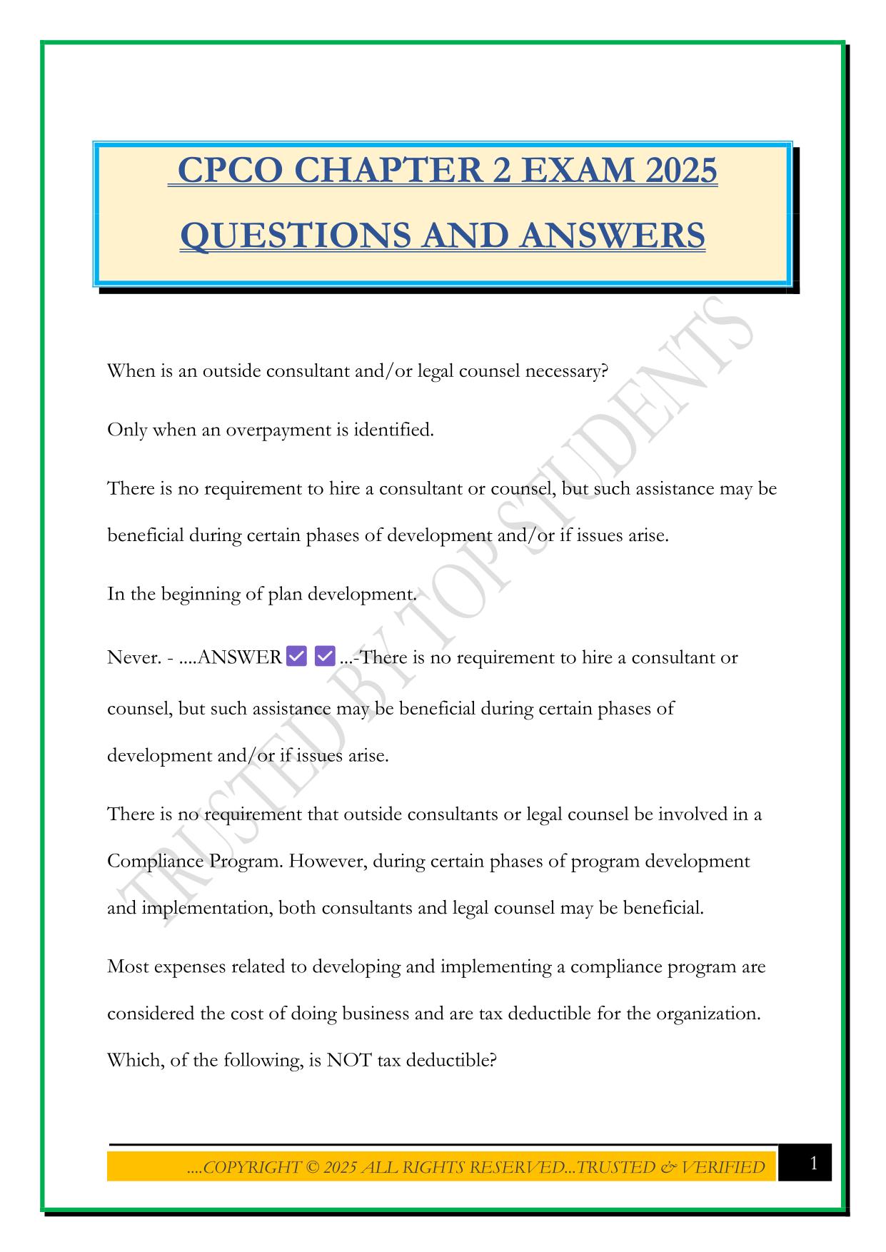 CPCO CHAPTER 2 EXAM 2025 QUESTIONS AND ANSWERS