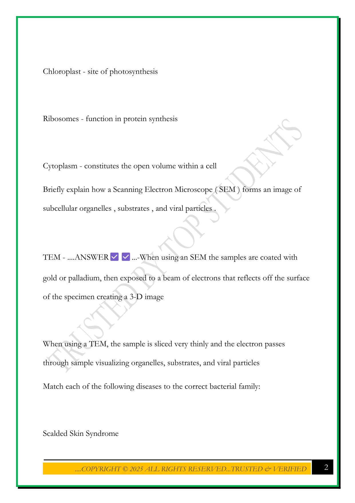 BIO 171 FINAL EXAM 2025 QUESTIONS AND ANSWERS