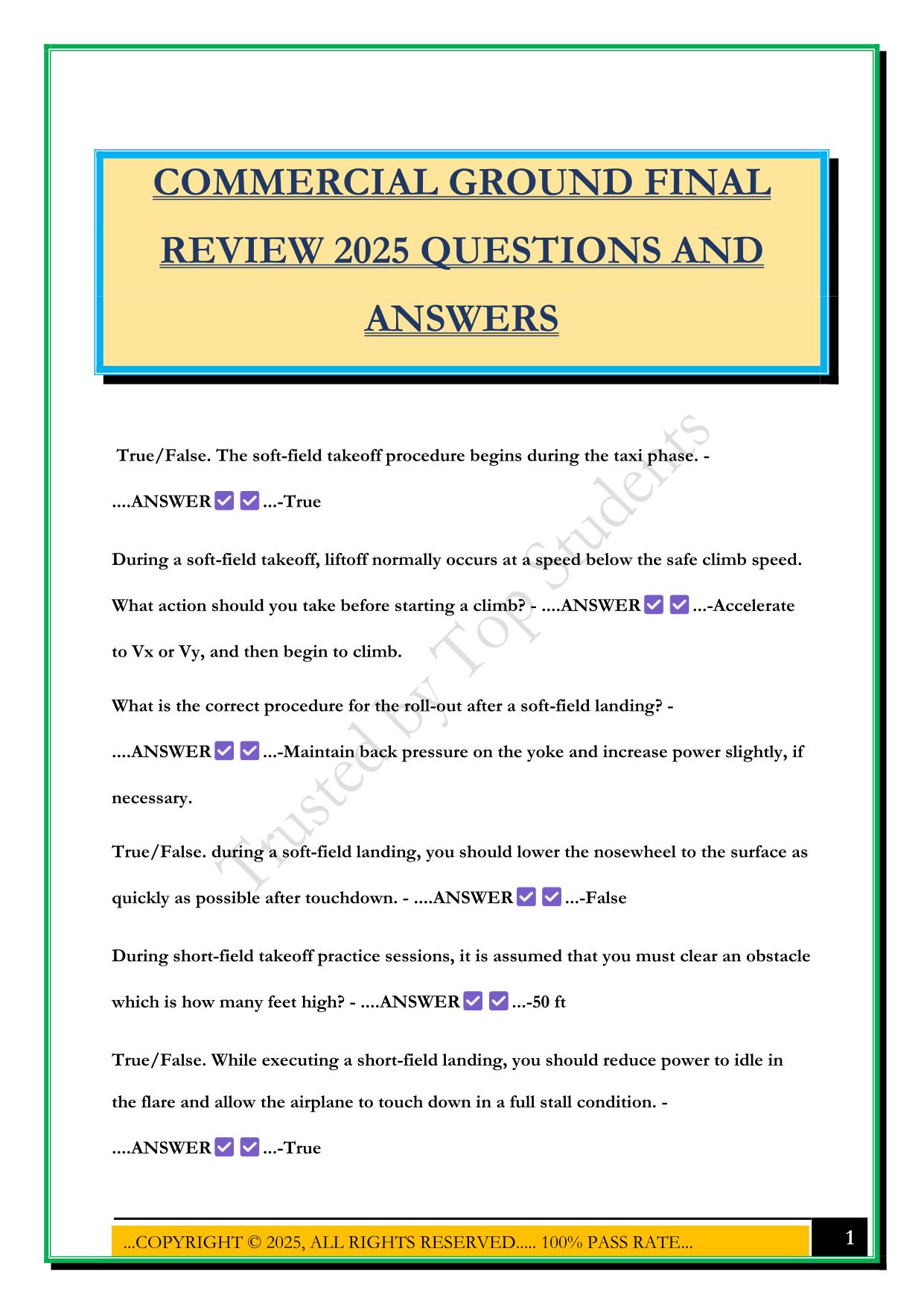 COMMERCIAL GROUND FINAL REVIEW 2025 QUESTIONS AND ANSWERS