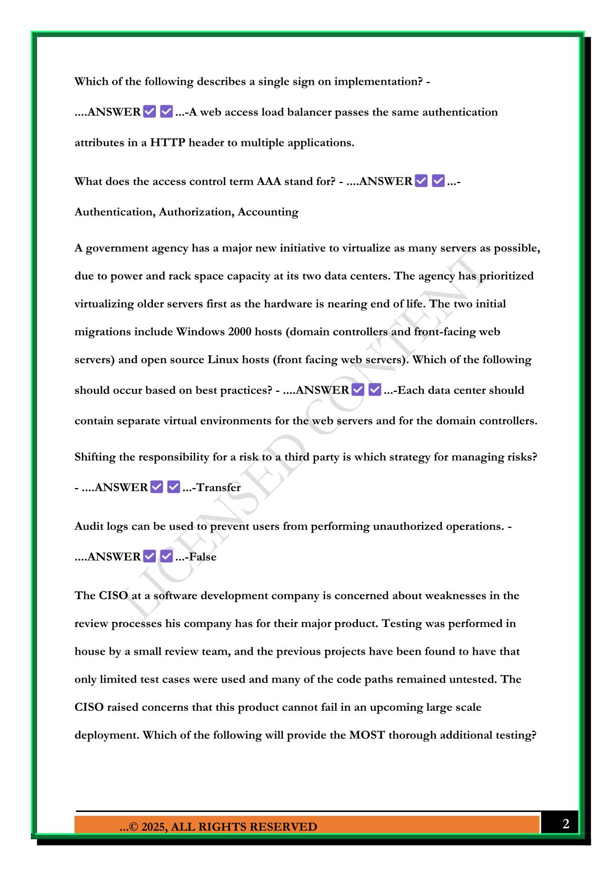 FEDVTE CASP EXAM 2025 QUESTIONS AND ANSWERS