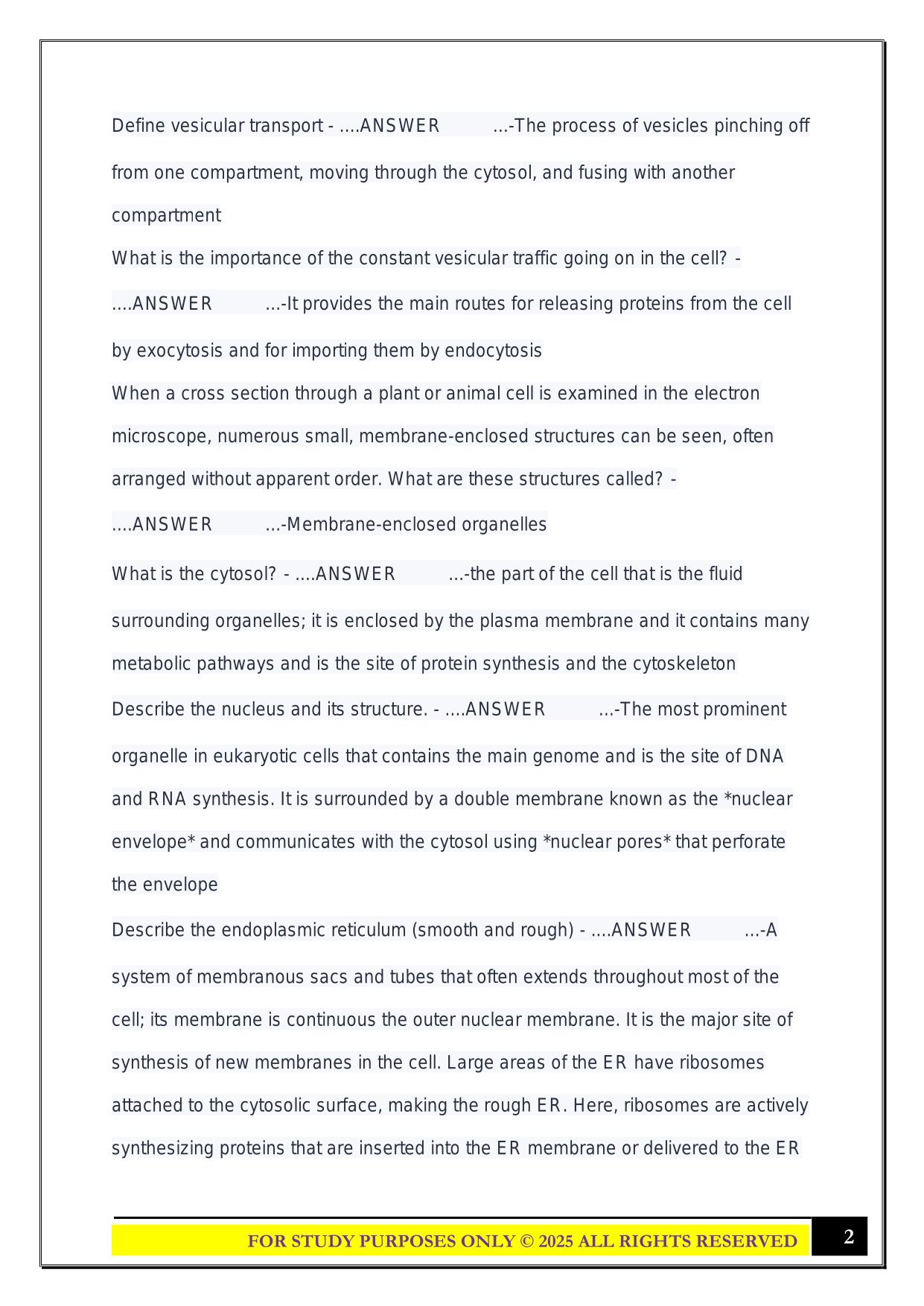 BIO 230 Exam 2 – Moberly 2025 Questions and Answers