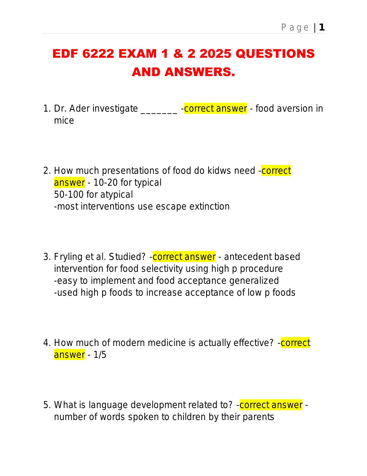 EDF 6222 EXAM 1 & 2 2025 QUESTIONS AND ANSWERS