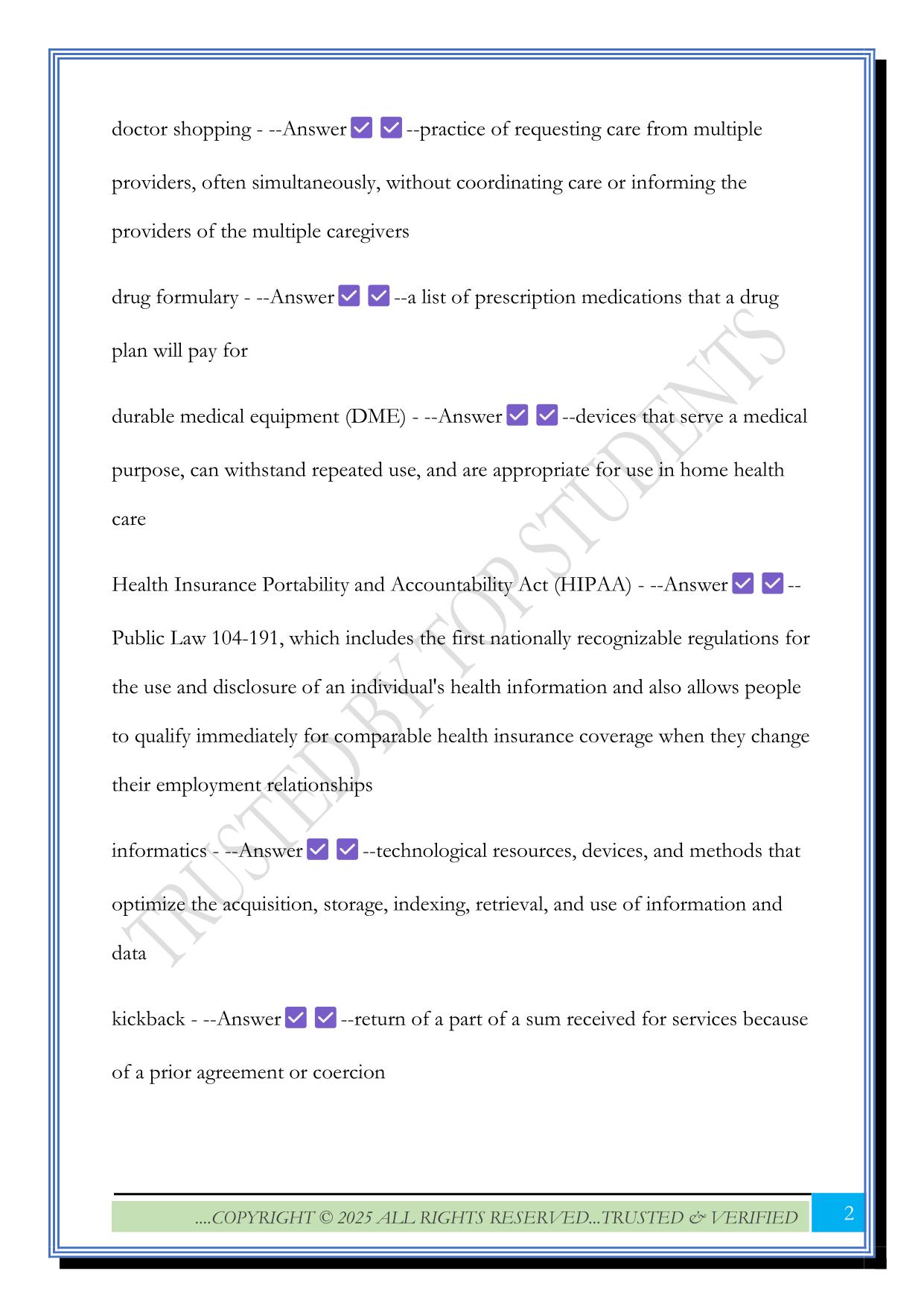 ATI-Health Care Fraud, Waste, and Abuse Prevention Exam 2025 Questions and Answers