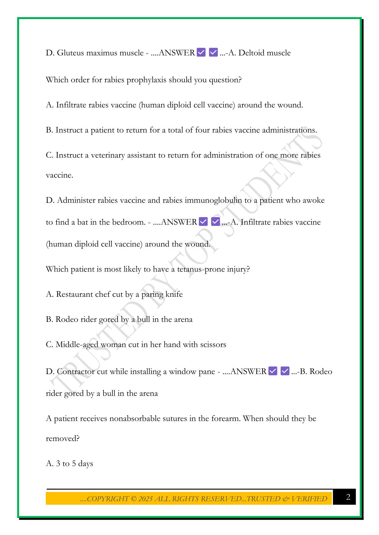 ENA: WOUND MANAGEMENT EXAM 2025 QUESTIONS AND ANSWERS