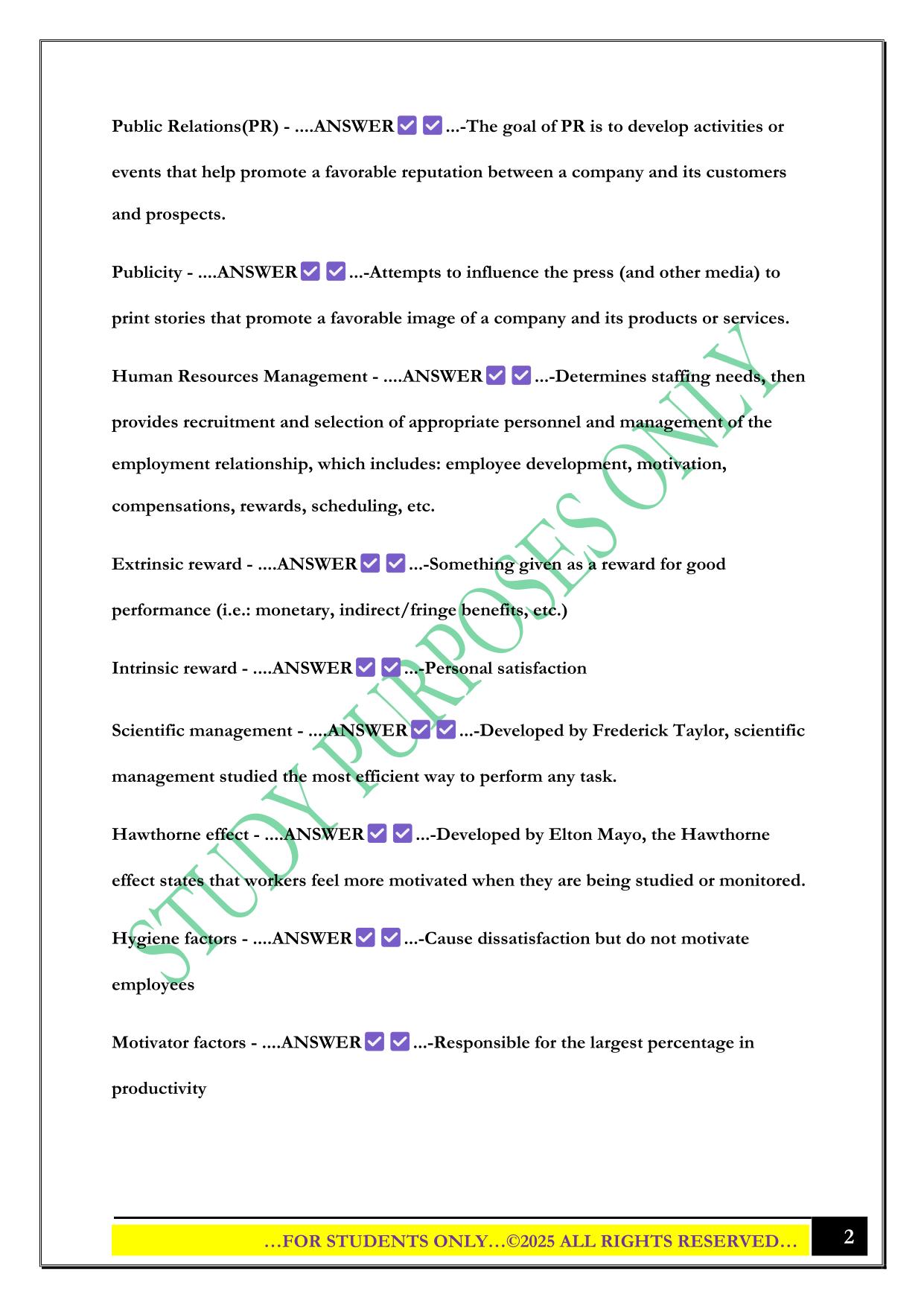 BMGT Exam 2 2025 Questions and Answers