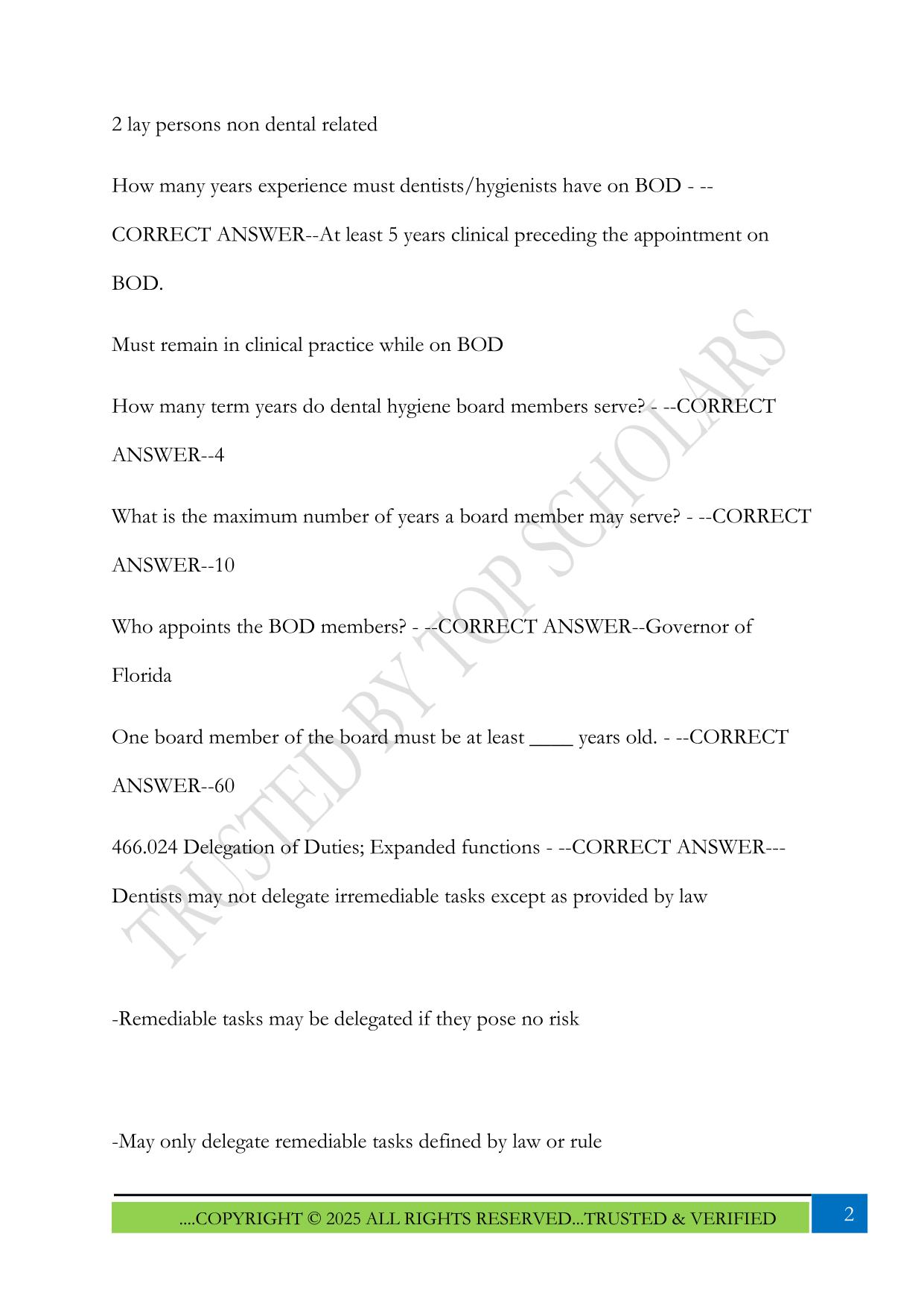 Florida Laws and Rules dental exam 2025 Questions and Answers