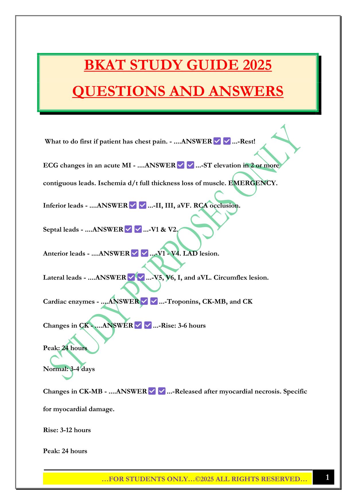 BKAT STUDY GUIDE 2025 QUESTIONS AND ANSWERS