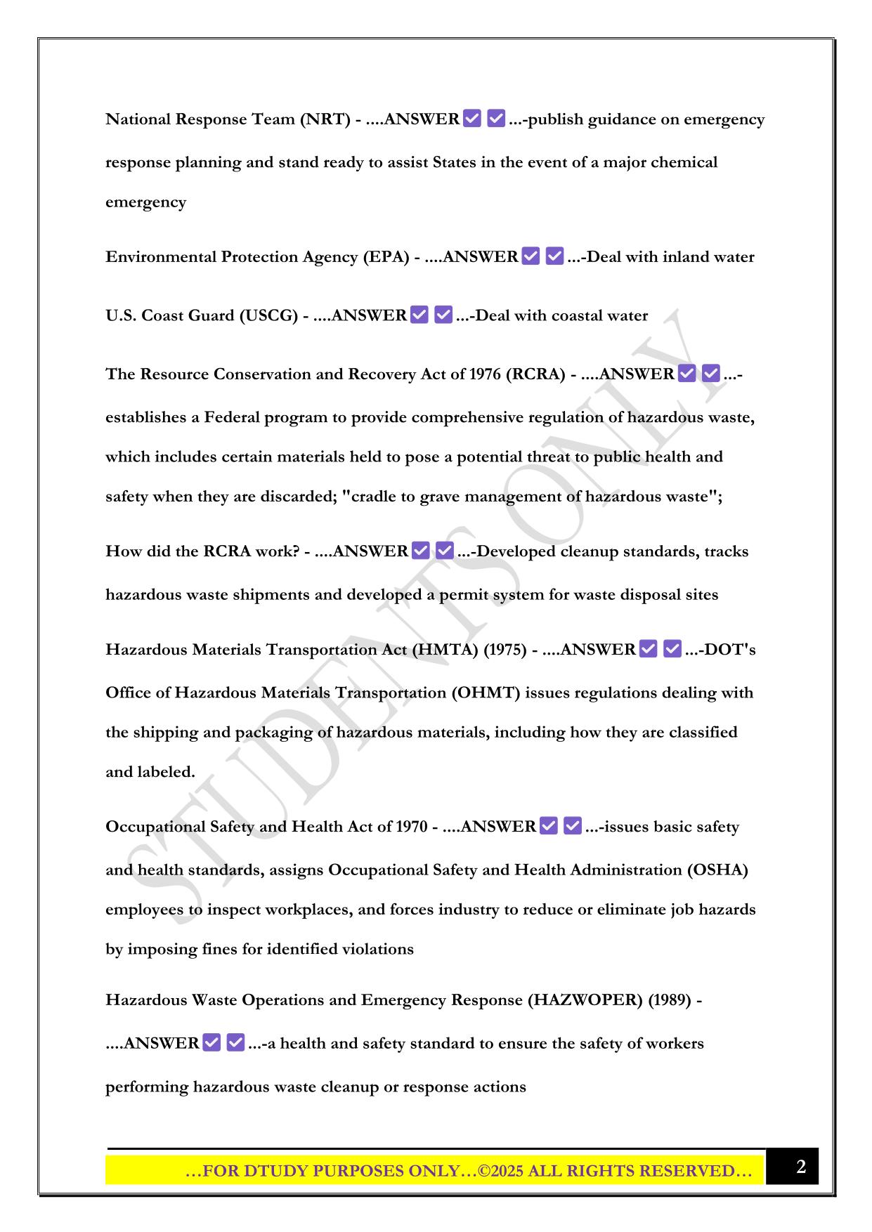 IS-0005.A: AN INTRODUCTION TO HAZARDOUS MATERIALS EXAM 2025 QUESTIONS AND ANSWERS