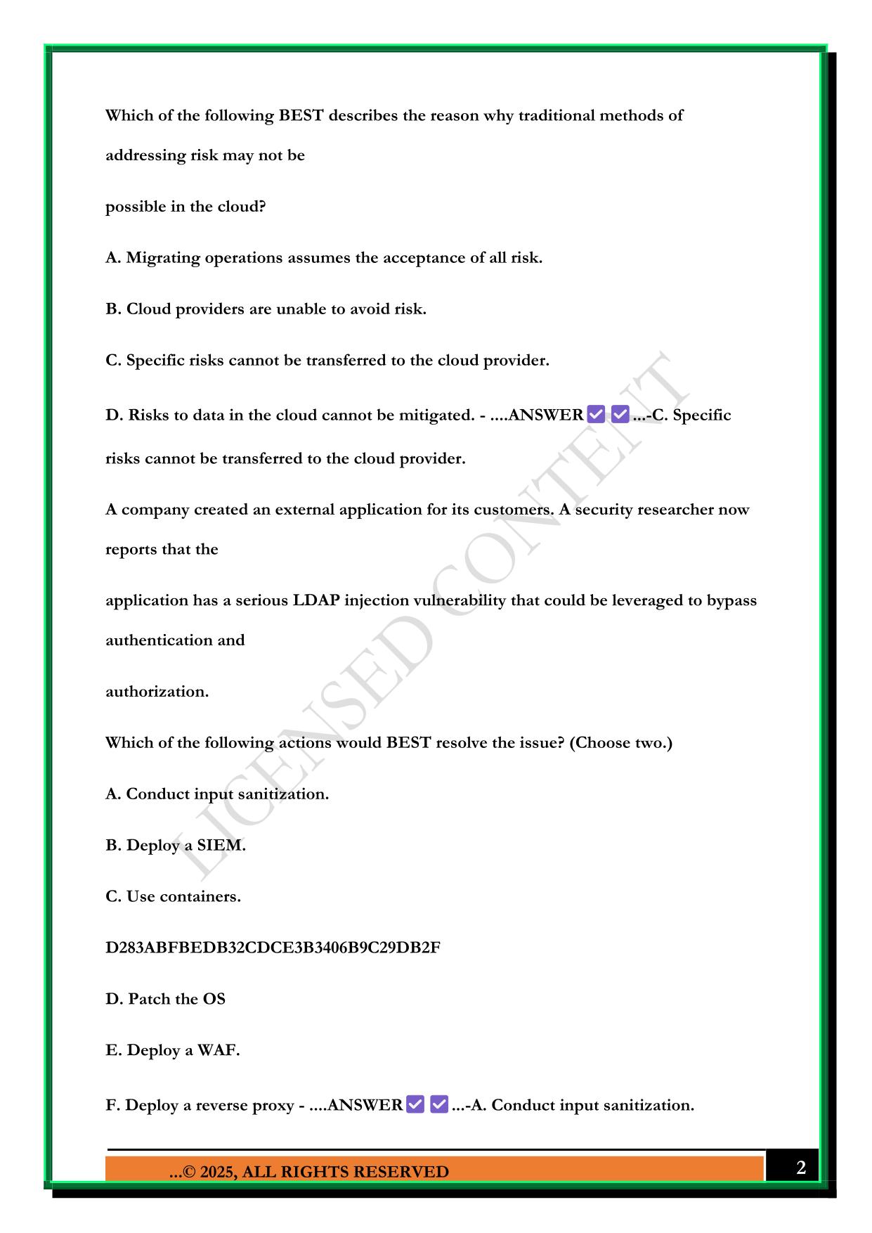 CASP + STUDY EXAM 2025 QUESTIONS AND ANSWERS