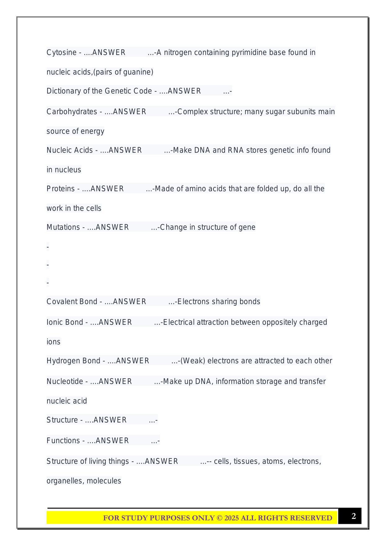 BIO 230 Exam #1 SFSU 2025 Questions and Answers