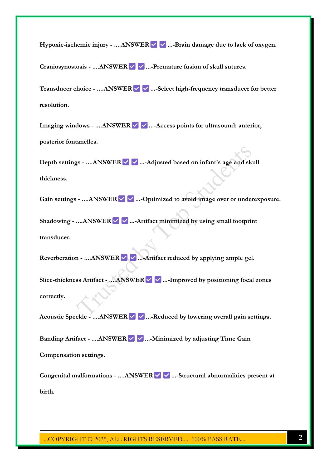 NEUROSONOGRAPHY OF NEONATES AND INFANTS EXAM 2025 QUESTIONS AND ANSWERS