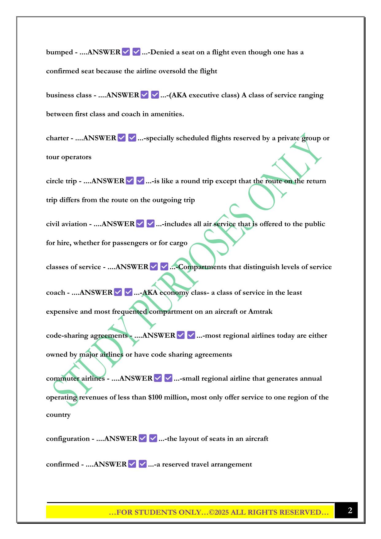 Tap Test- Chapter 4 Air Travel Exam 2025 Questions and Answers