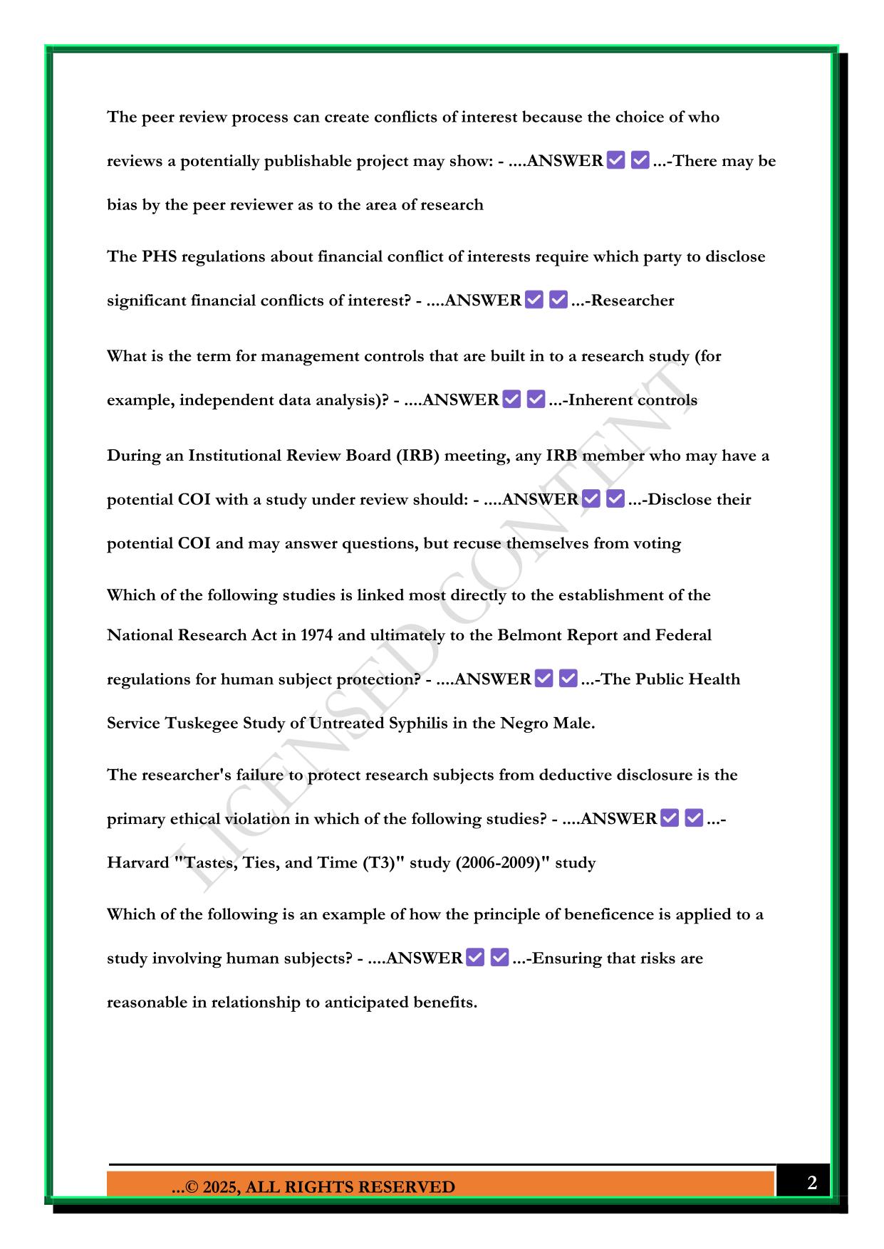 CITI MODULES STUDY GUIDE 2025 QUESTIONS AND ANSWERS