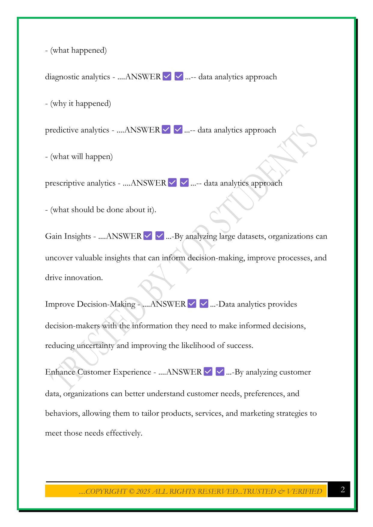 BIG DATA AND DATA ANALYTICS EXAM 2025 QUESTIONS AND ANSWERS