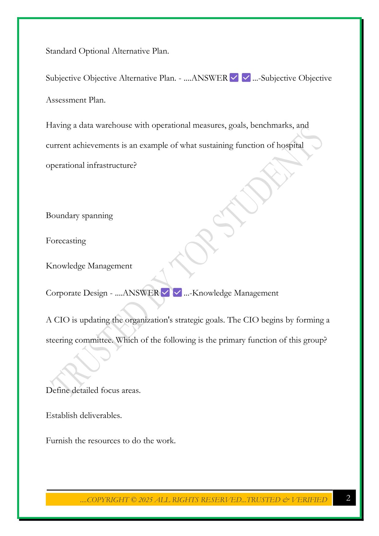 SELF ASSESSMENT CAHIMS EXAM 2025 QUESTIONS AND ANSWERS