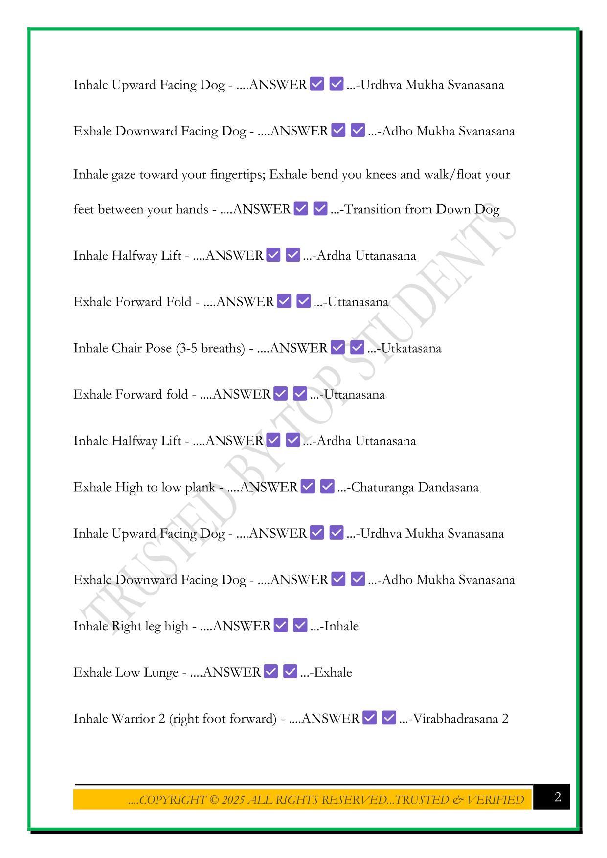 CORE POWER YOGA C1 SEQUENCE EXAM 2025 QUESTIONS AND ANSWERS