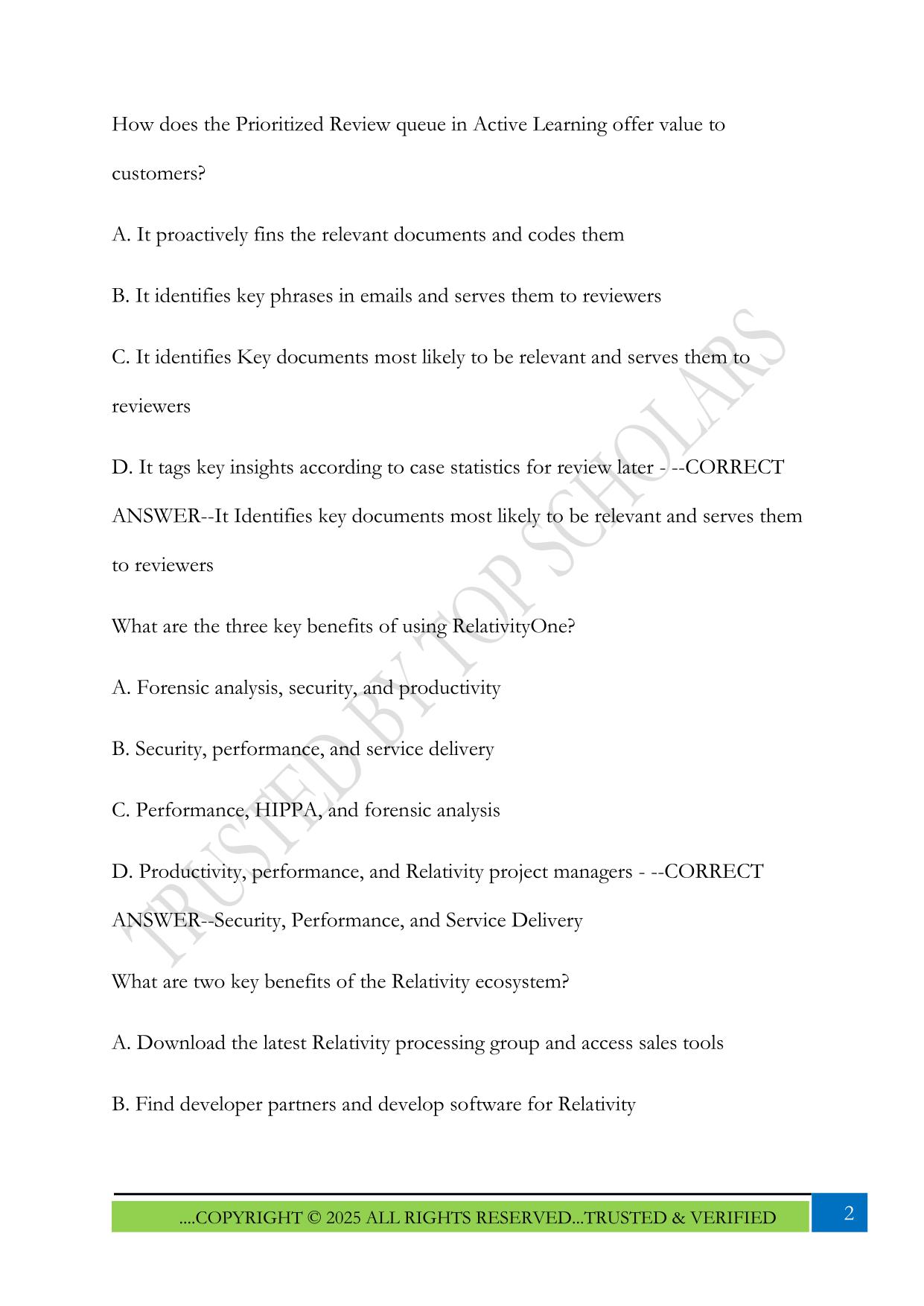 Relativity Certified Sales Pro Exam 2025 Questions and Answers