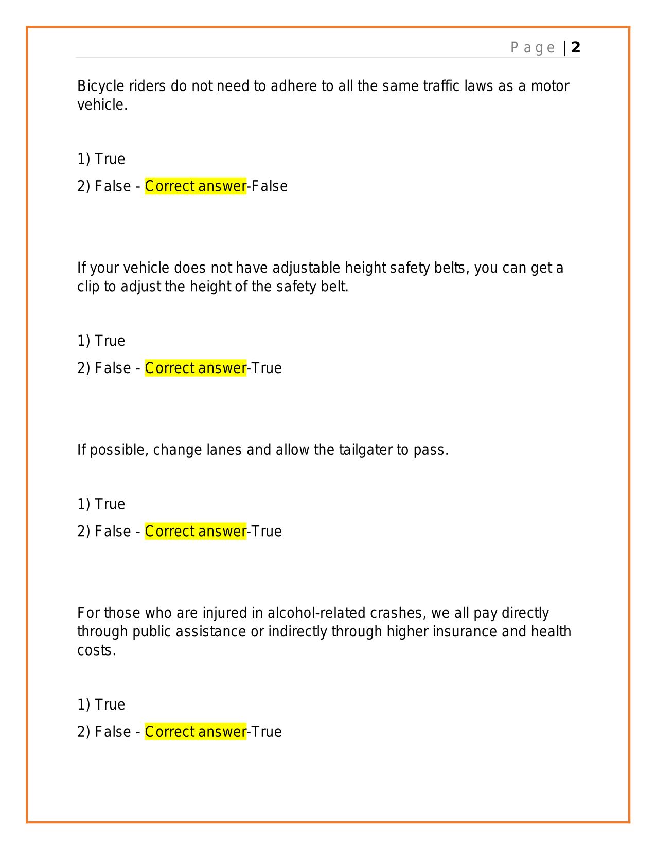 FLORIDA 4-HOUR TRAFFIC SCHOOL EXAM 2025 QUESTIONS AND ANSWERS