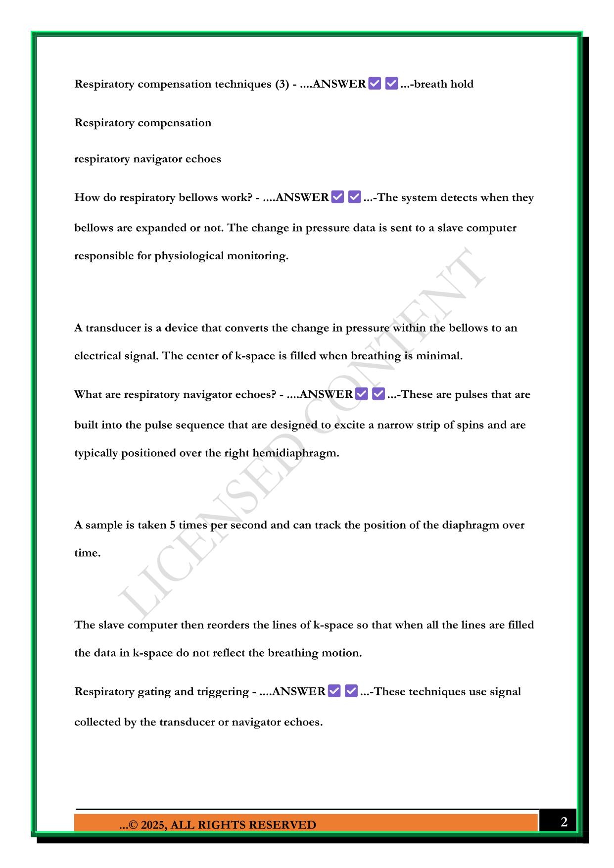 CAMRT-MRI IN PRACTICE CHAPTER 8 ARTIFACTS EXAM 2025 QUESTIONS AND ANSWERS