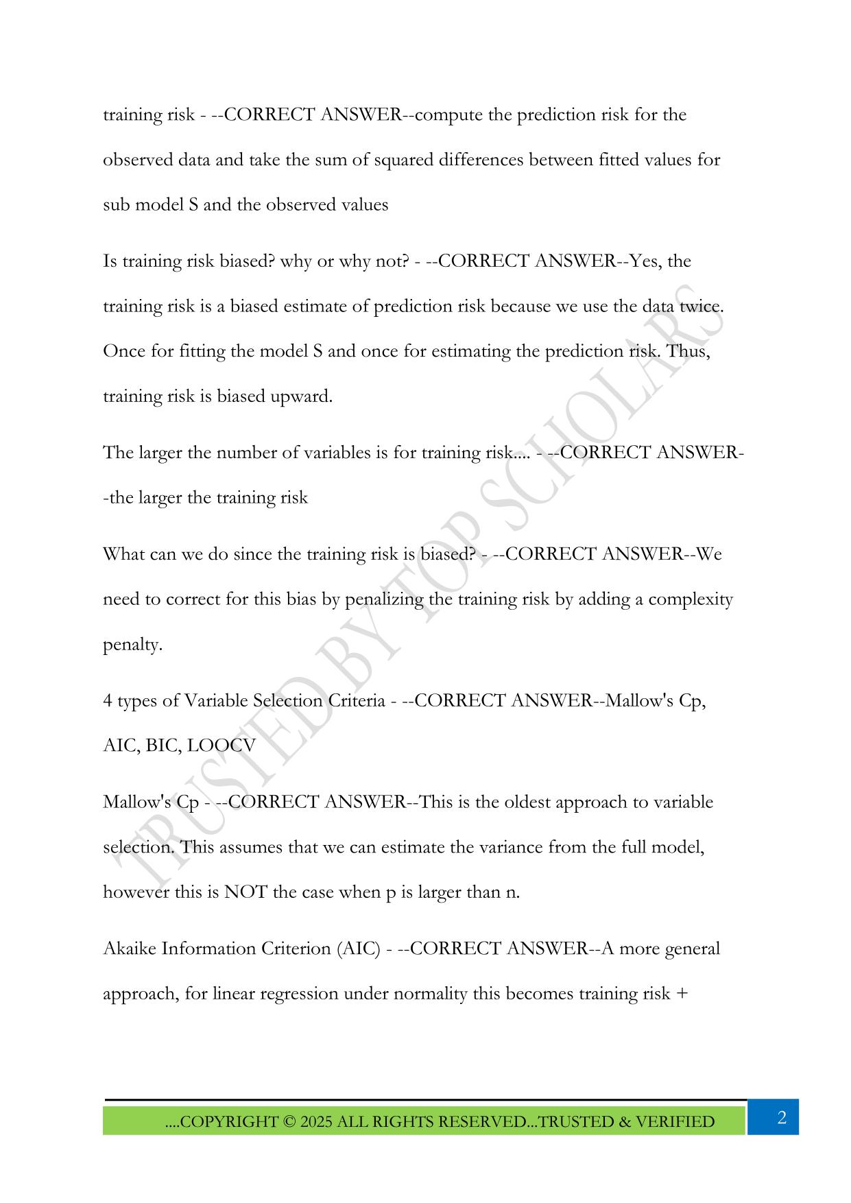 ISYE 6414 - Unit 5 Exam 2025 Questions and Answers