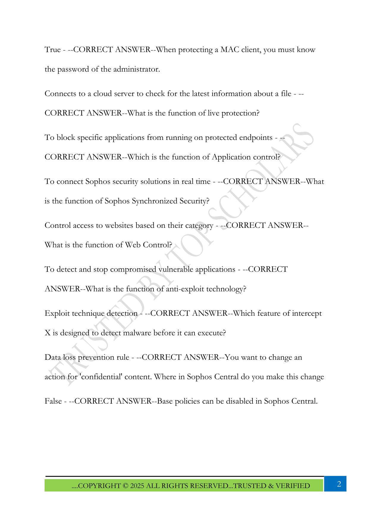 Sophos engineer exam 2025 Questions and Answers