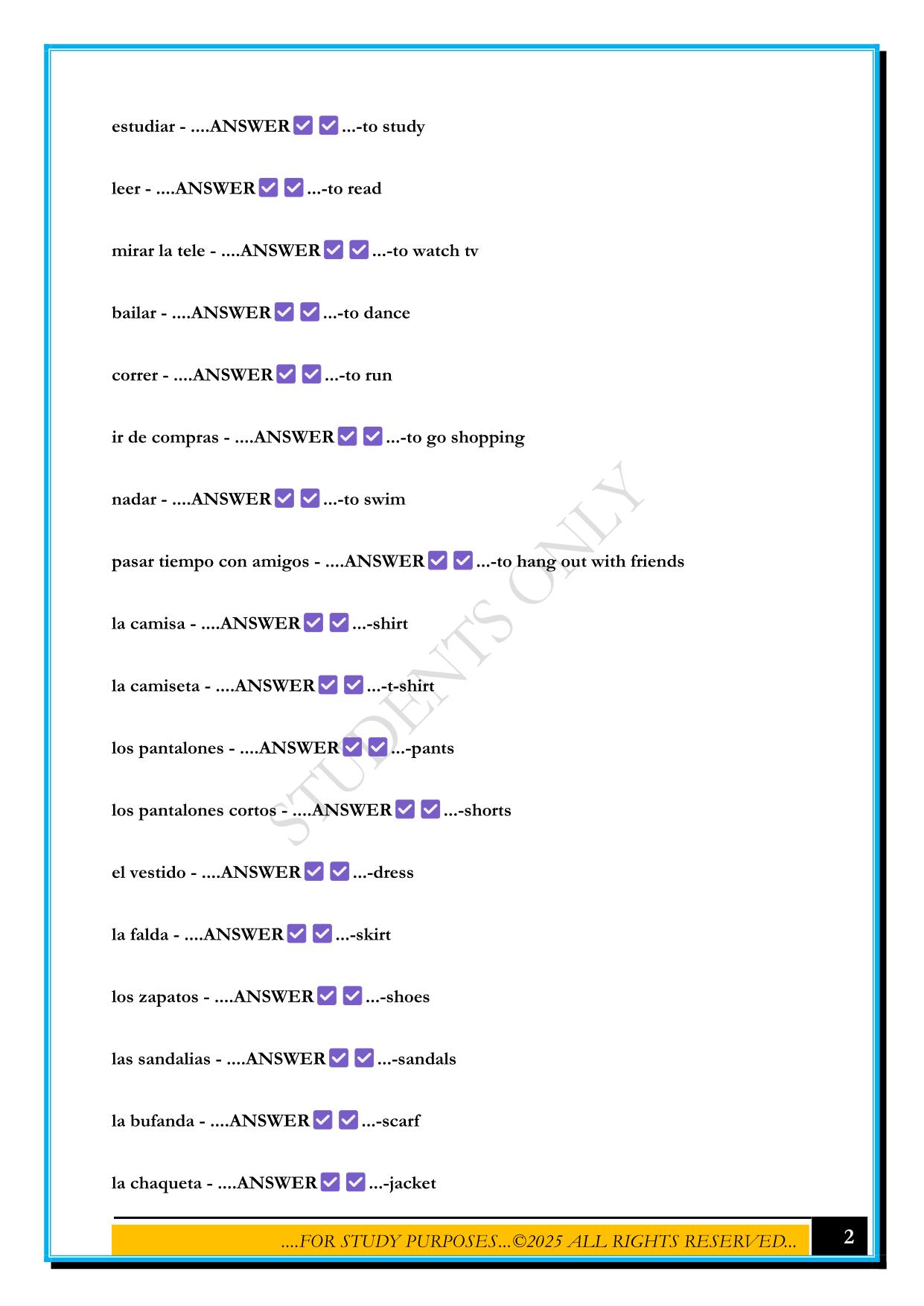 ESOL FINAL EXAM 2025 QUESTIONS AND ANSWERS