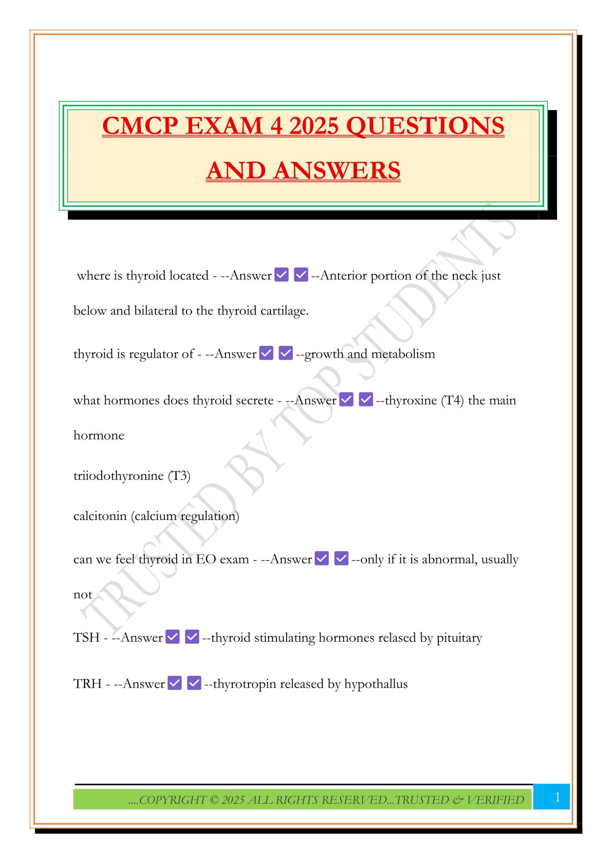 CMCP Fall 2025 Bundled Exams Questions and Answers |100% Pass Verified and Updated