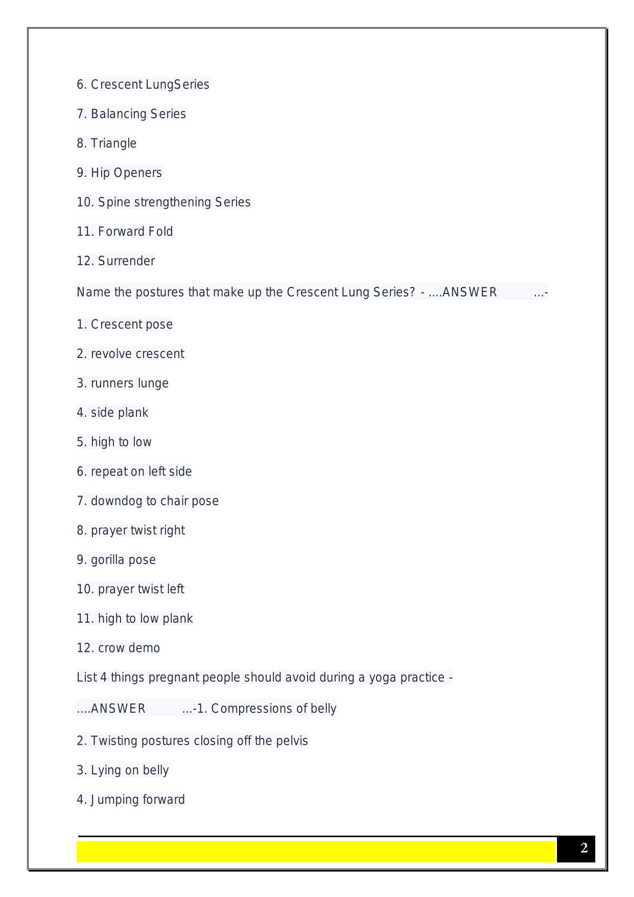 RYT- 200 Training Exam 2025 Questions and Answers