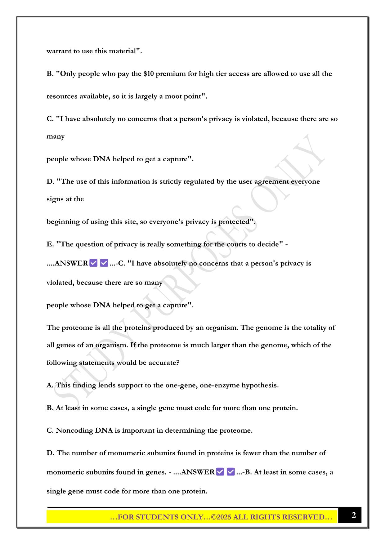 BIOS 100 Exam 3 2025 Questions and Answers