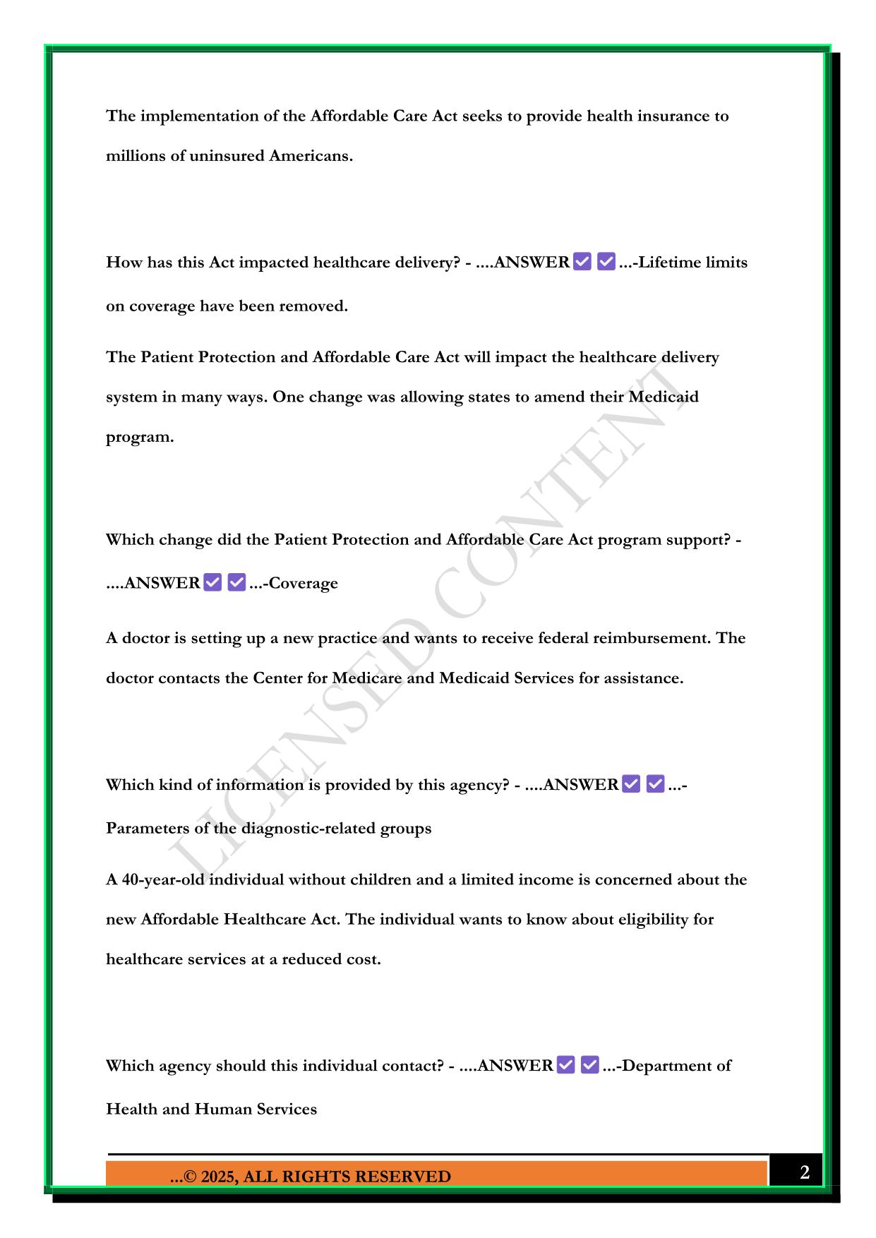 WGU C425 - HEALTHCARE DELIVERY SYSTEMS, REGULATION AND COMPLIANCE EXAM 2025 QUESTIONS AND ANSWERS