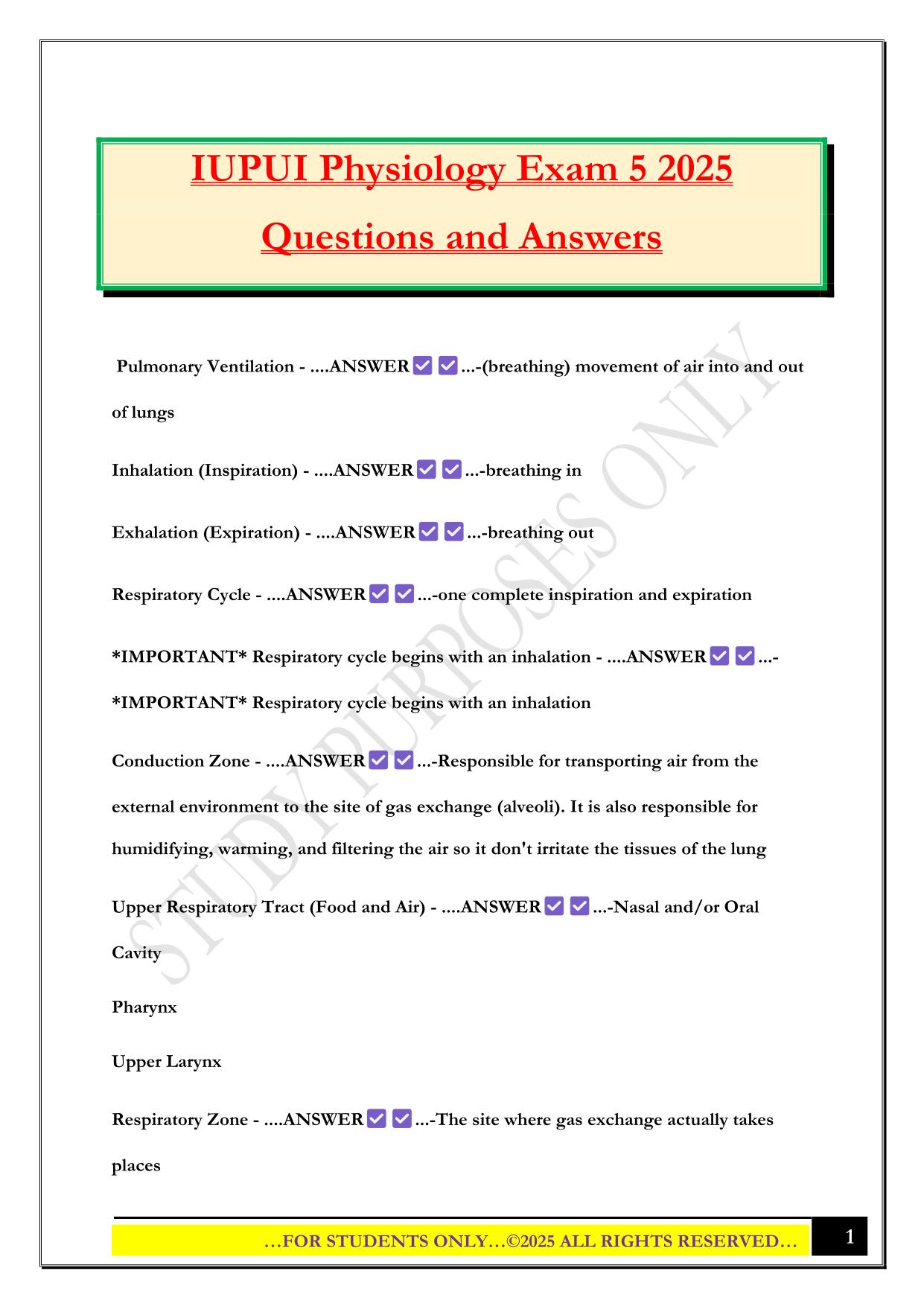 IUPUI Bundled Exams 2025/2026 |Questions and Answers|100% Pass