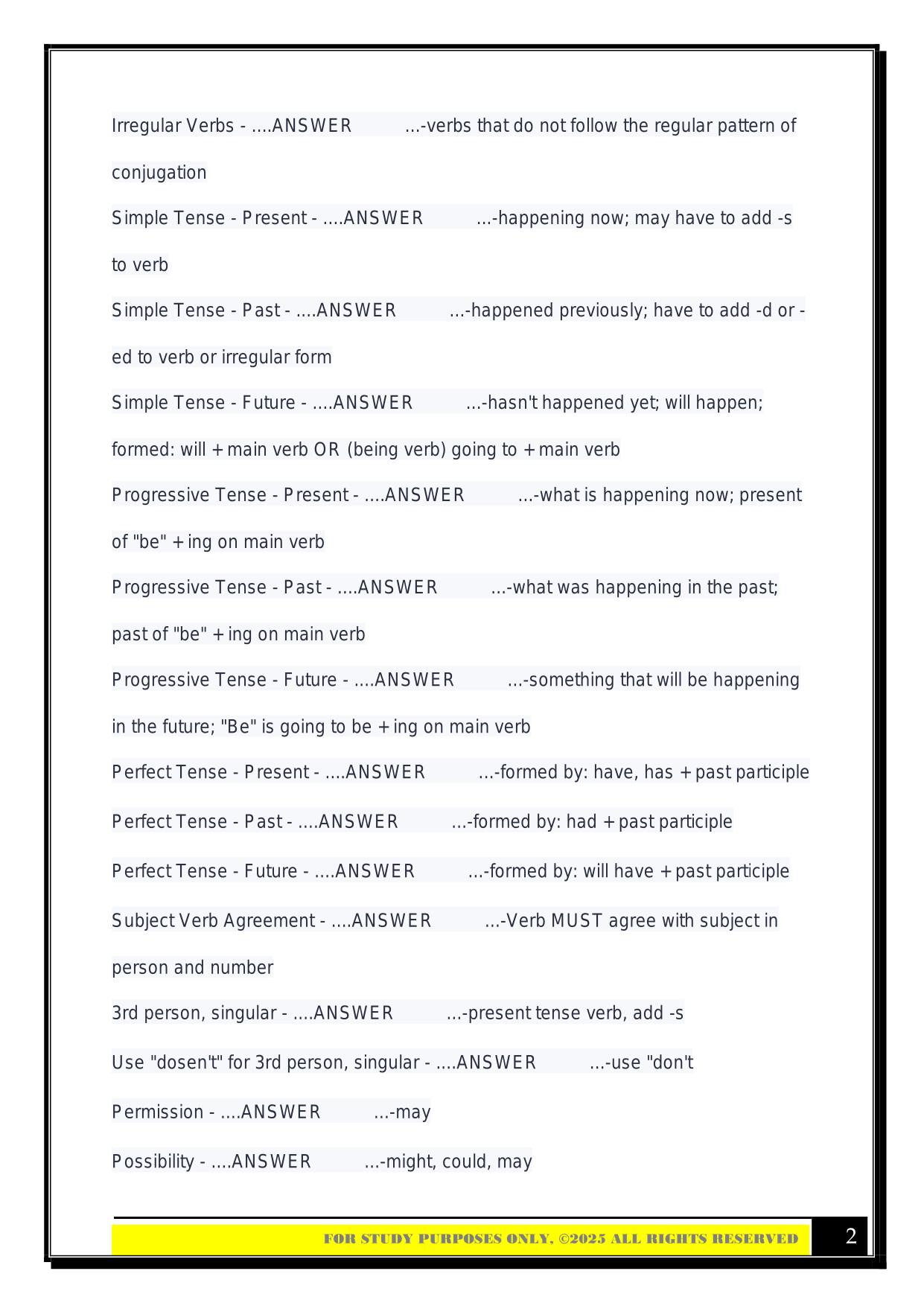 ELA Writing Finals Study Guide 2025 Questions and Answers