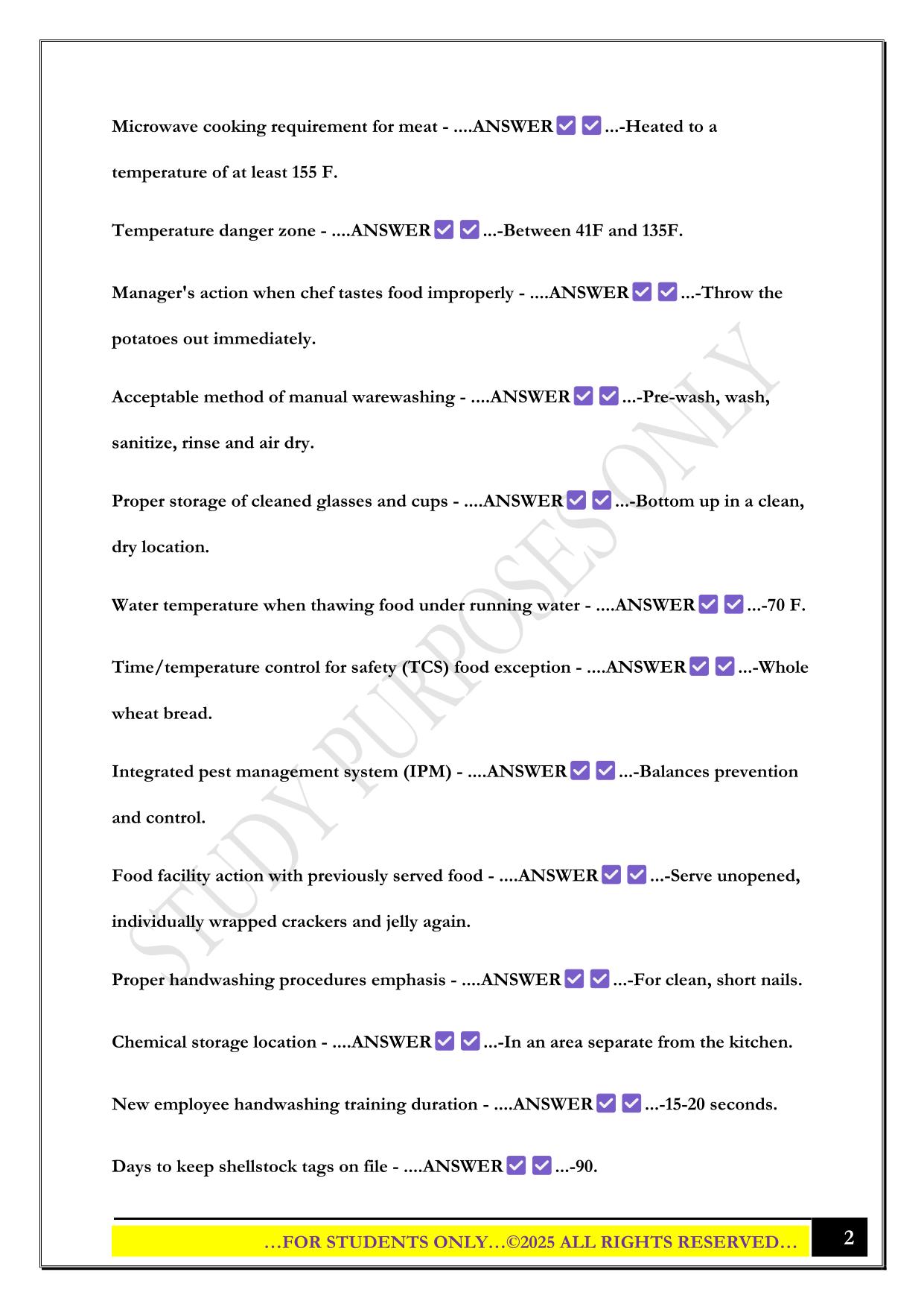 360 Training Food Handlers Final Exam Questions with Correct Answers