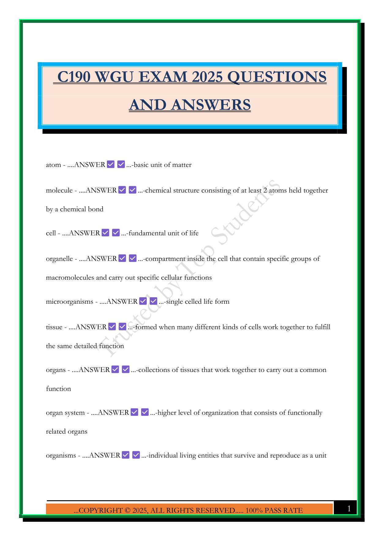 C190 WGU EXAM 2025 QUESTIONS AND ANSWERS