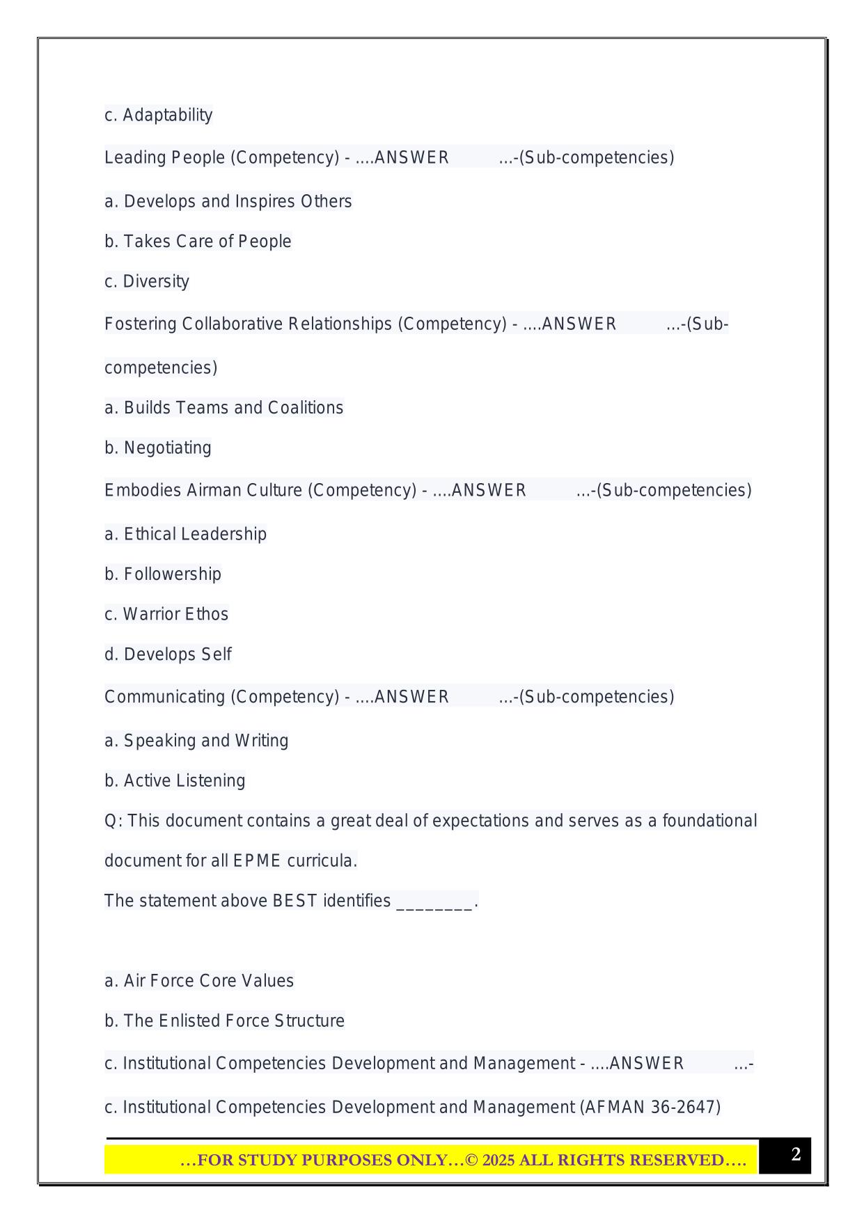 NCOA Distance Learning Course - Test 1 Material 2025 Questions and Answers