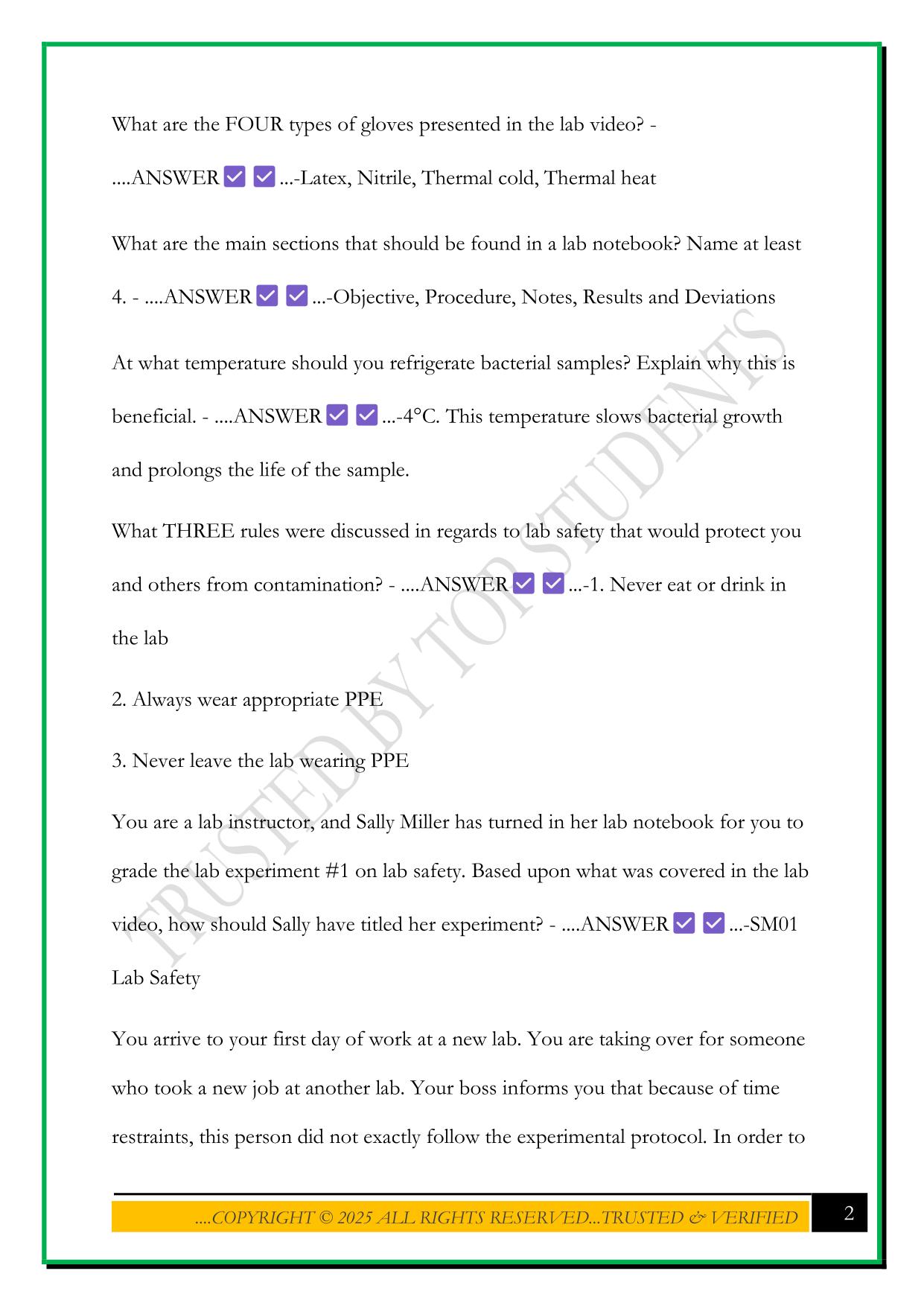 BIO 171 LAB EXAMS 1-3 2025 QUESTIONS AND ANSWERS