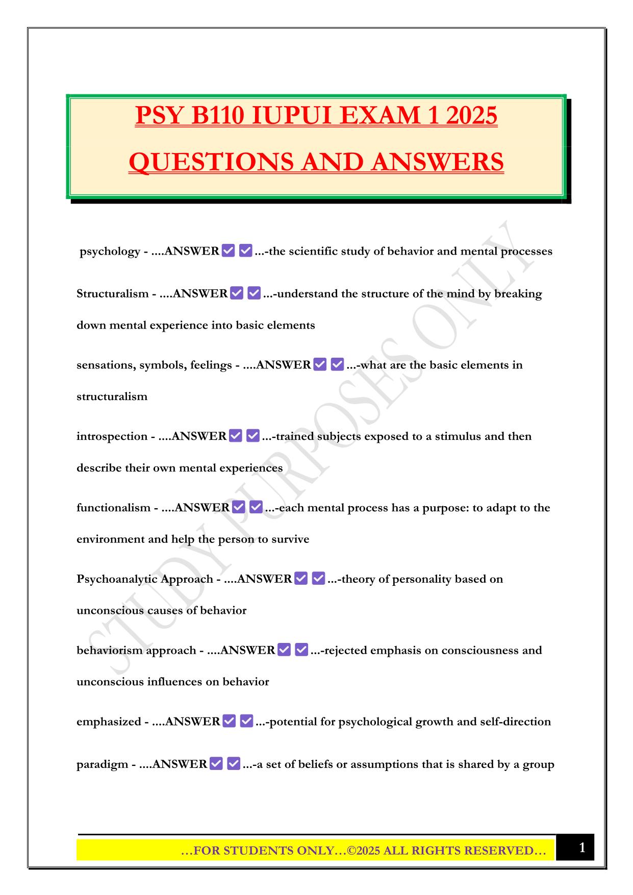IUPUI Bundled Exams 2025/2026 |Questions and Answers|100% Pass