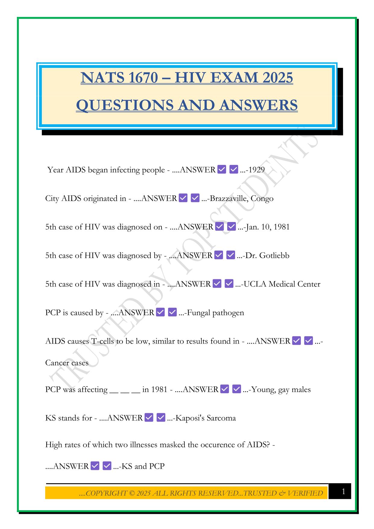 NATS 1670 Bundled Exams Questions and Answers |100% Pass |Verified and Updated