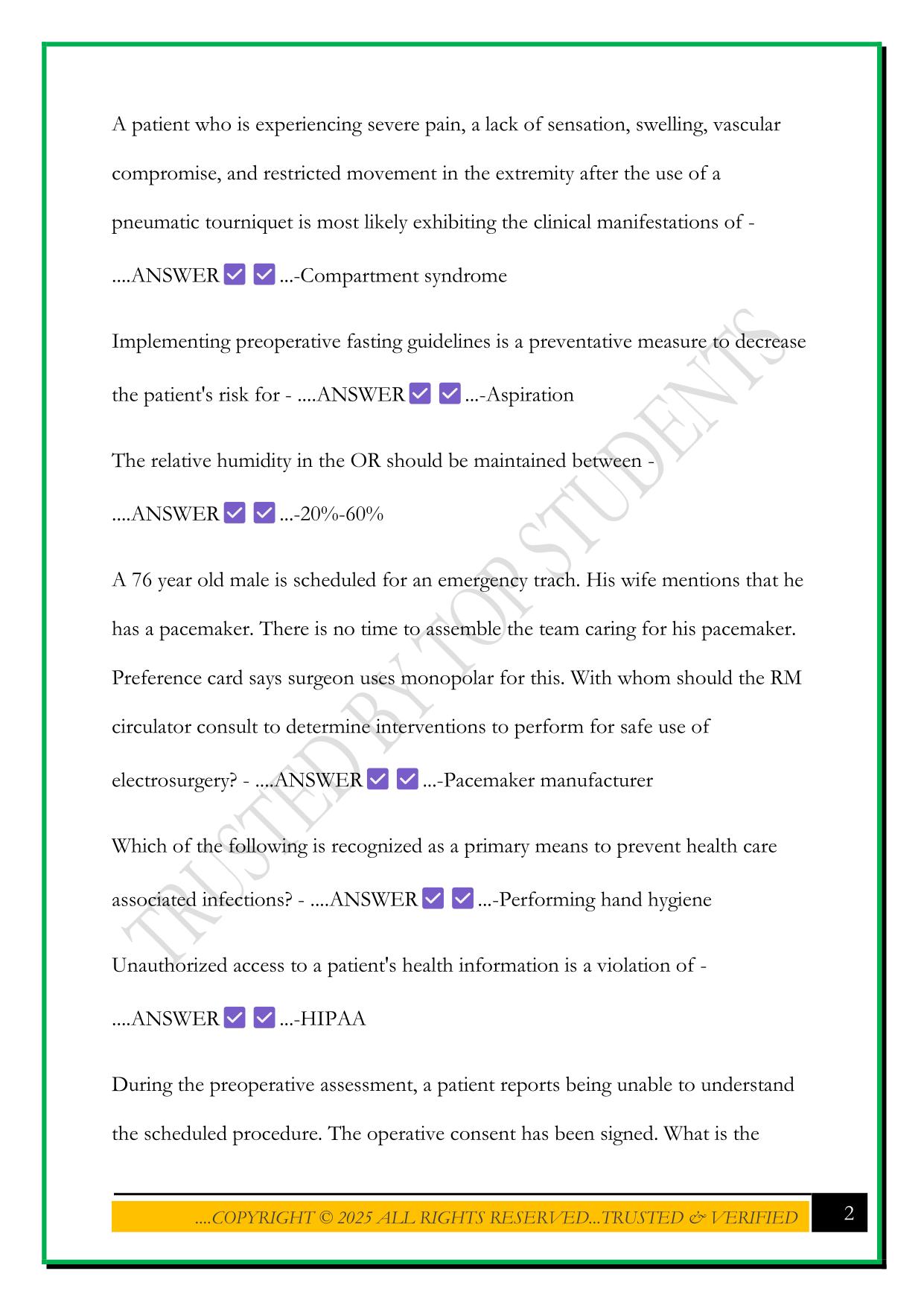 CNOR AORN Prep Questions 2025 with Correct Answers