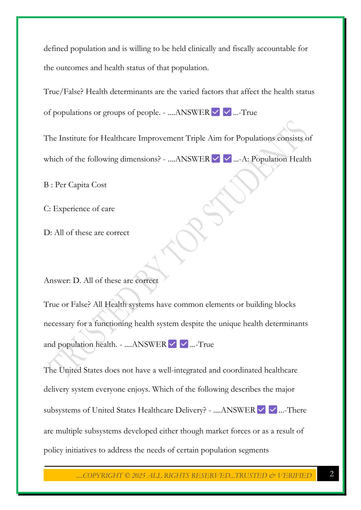 US HEALTHCARE SYSTEMS EXAM 1 PRACTICE CHAPTERS 1-4 2025 QUESTIONS AND ANSWERS