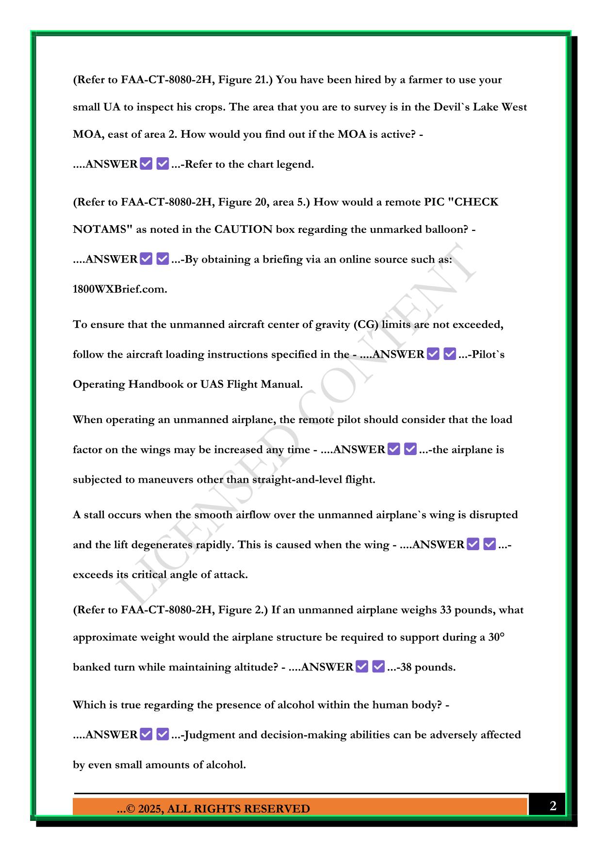 FAA PART 107 - UAG SAMPLE QUESTIONS WITH CORRECT ANSWERS
