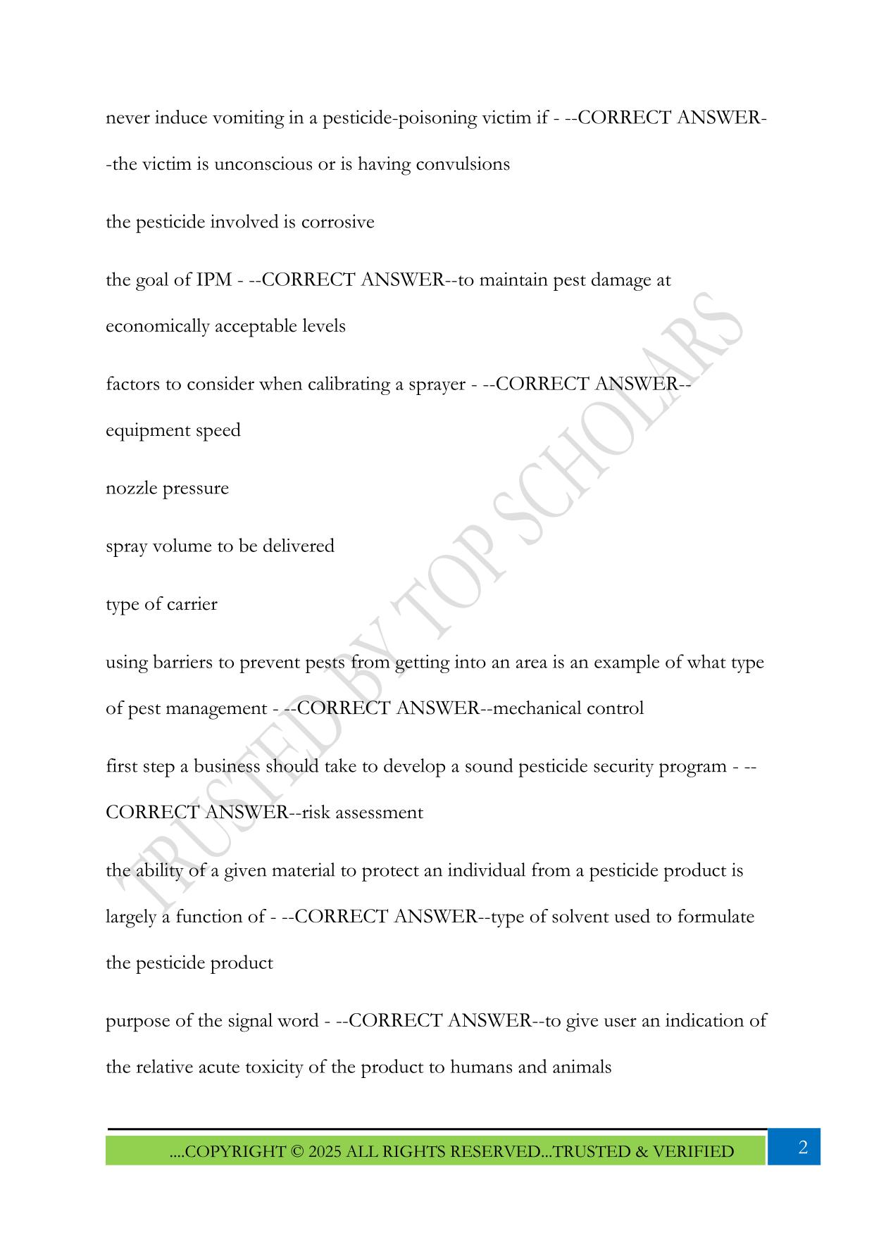 Commercial Applicators Exam 1C 2025 Questions and Answers